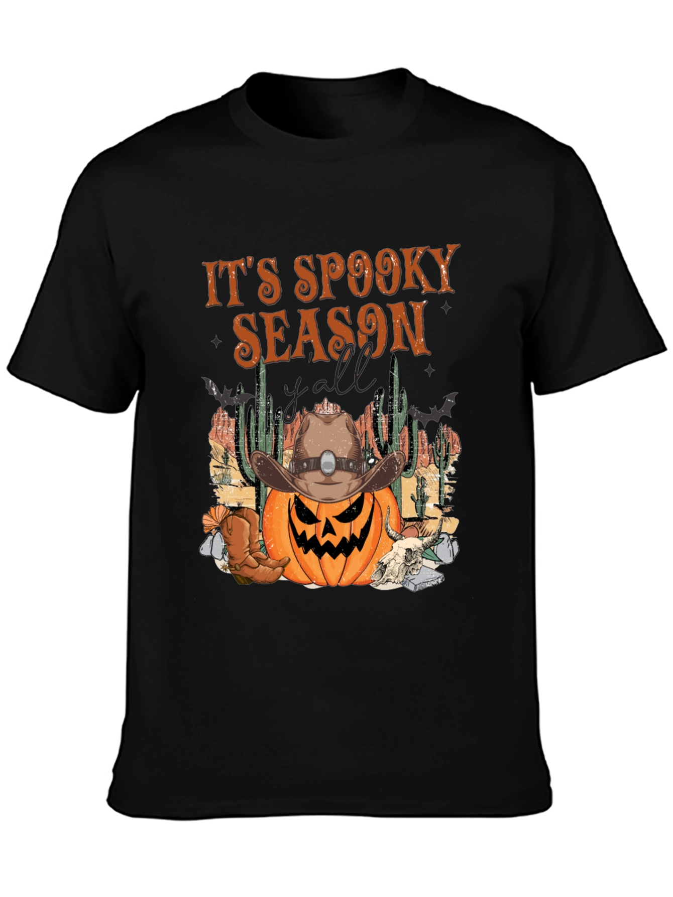 Spooky Season Cowboy Pumpkin Halloween T-Shirt