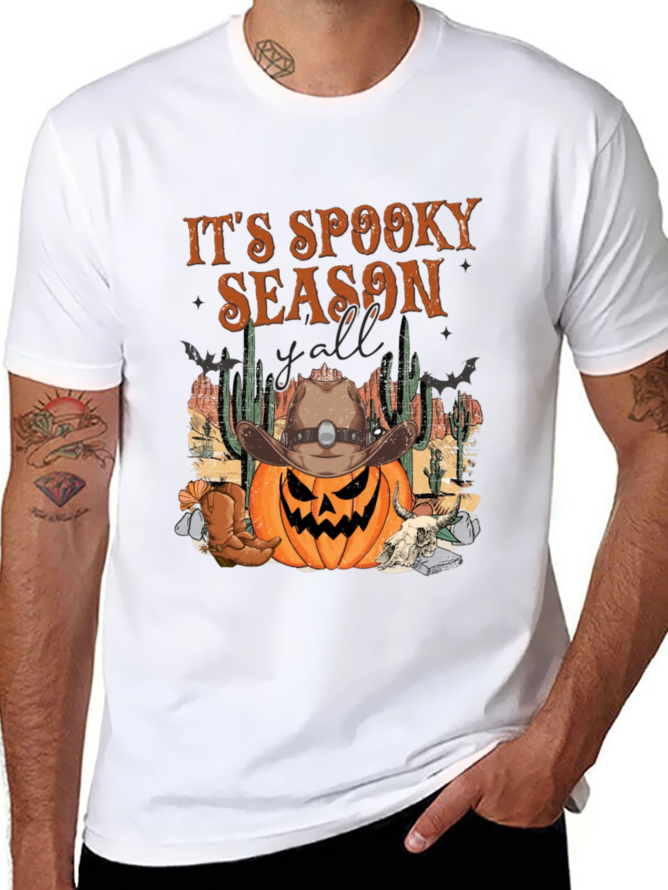 Spooky Season Cowboy Pumpkin Halloween T-Shirt