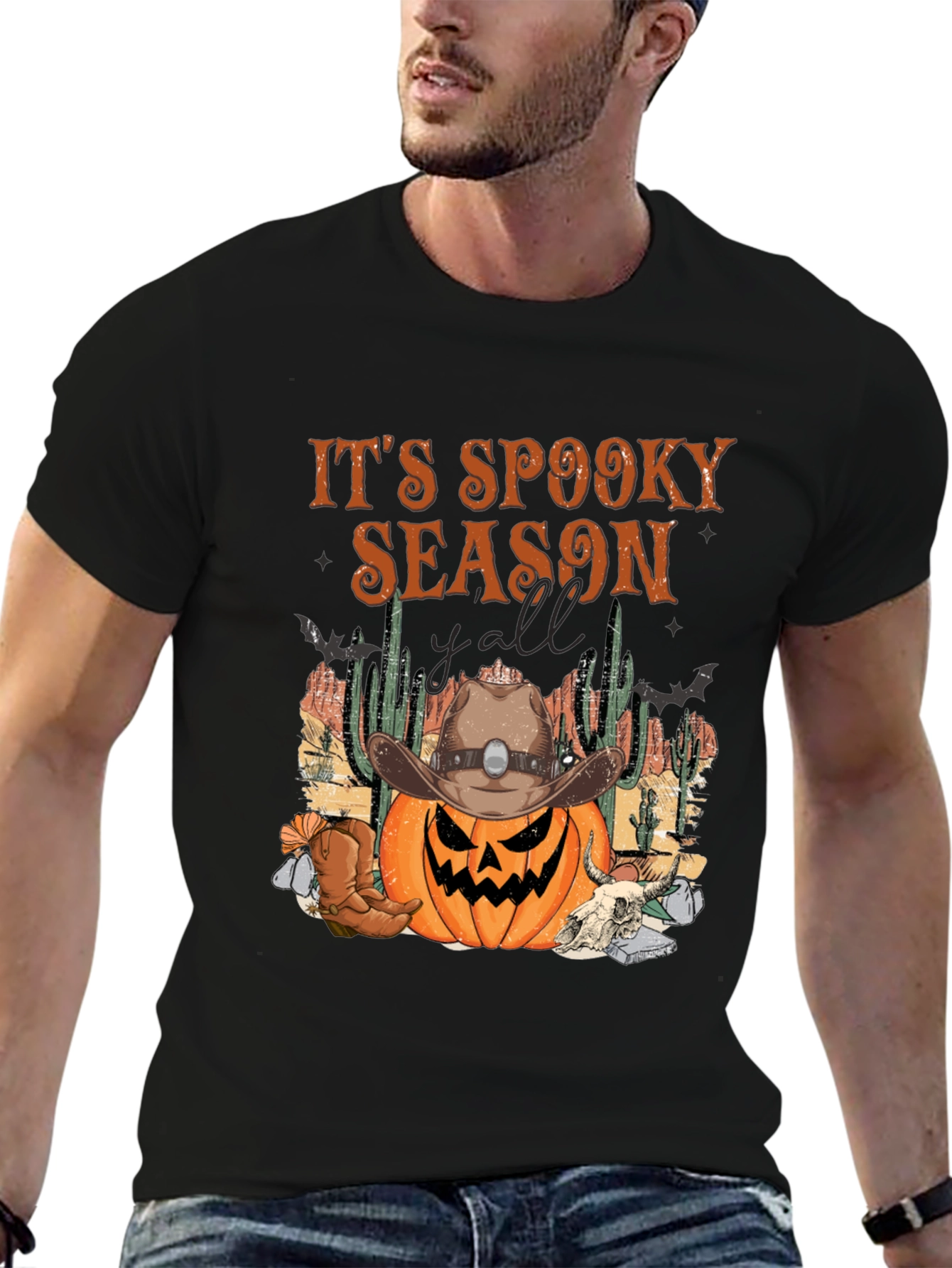 Spooky Season Cowboy Pumpkin Halloween T-Shirt