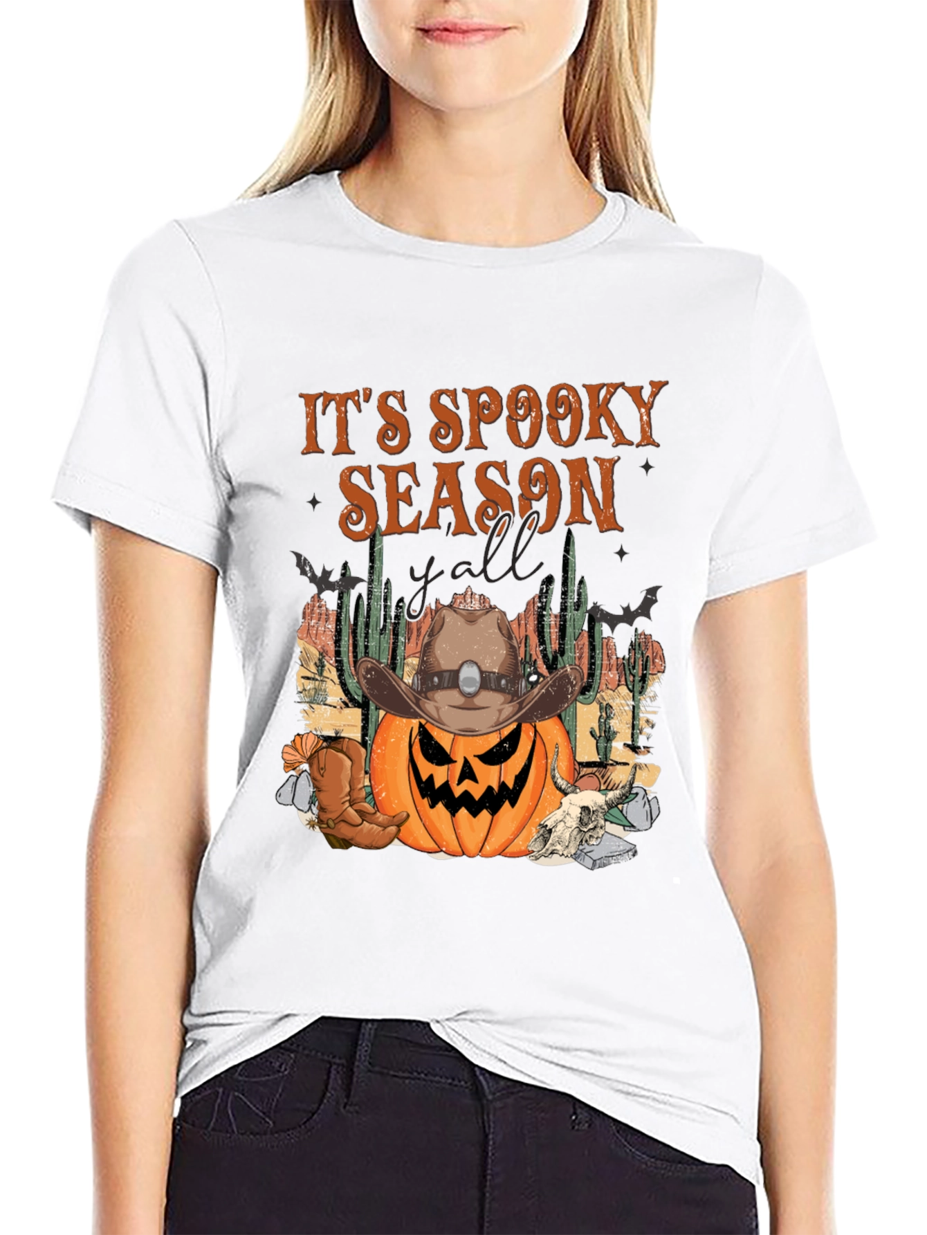 Spooky Season Cowboy Pumpkin Halloween T-Shirt