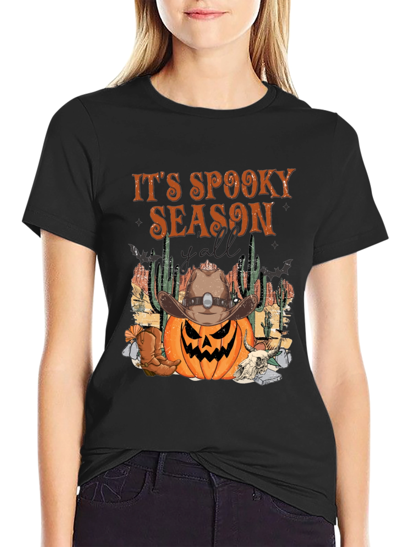 Spooky Season Cowboy Pumpkin Halloween T-Shirt