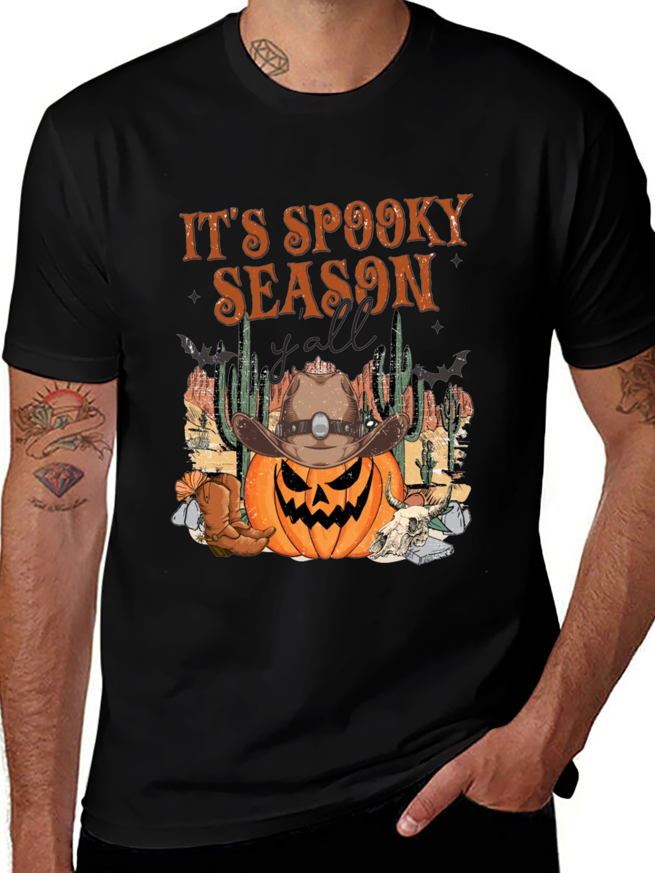 Spooky Season Cowboy Pumpkin Halloween T-Shirt