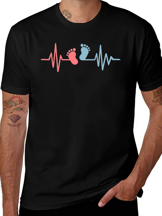 Gender Reveal Heartbeat Baby Feet T-Shirt