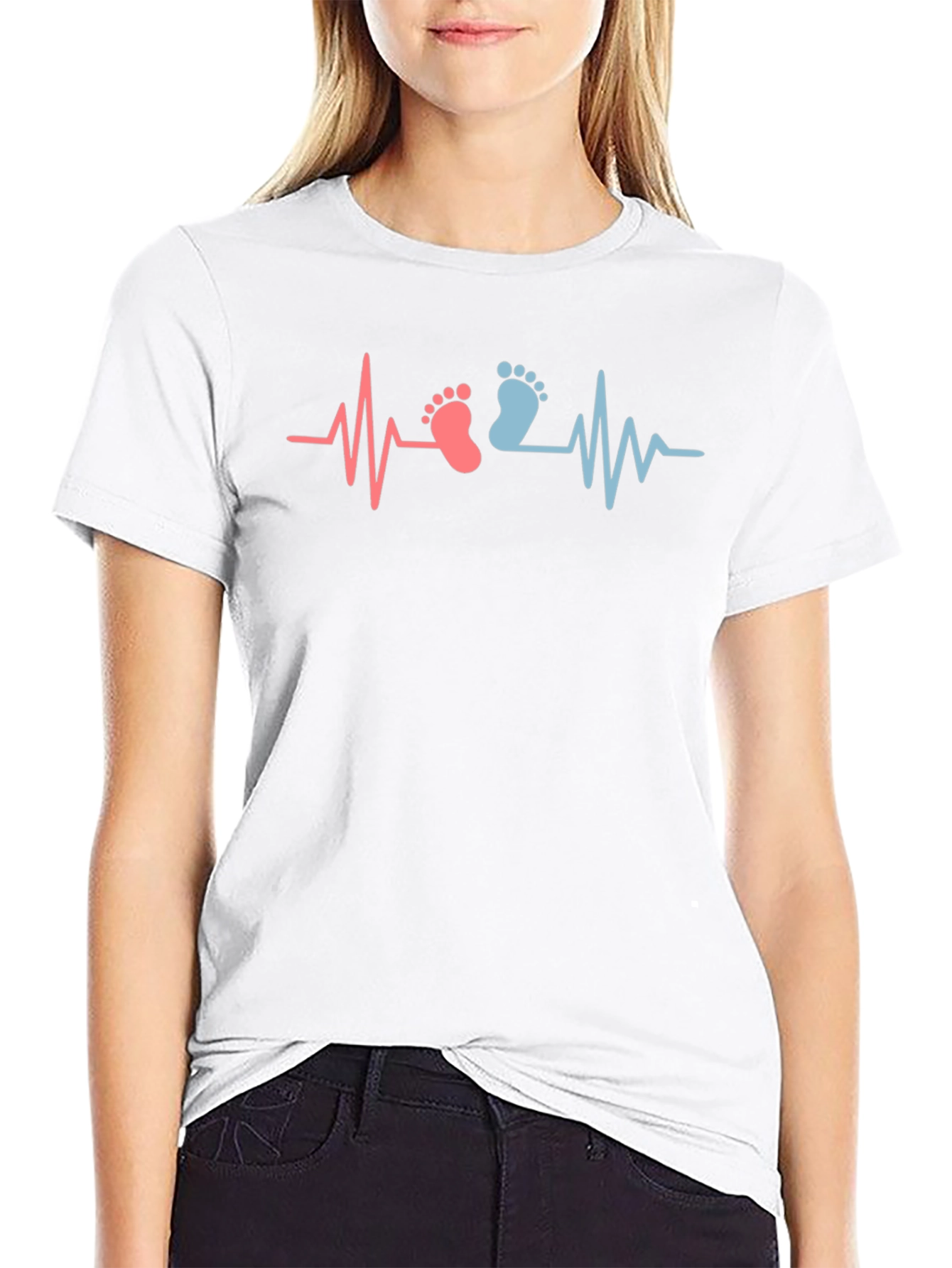 Gender Reveal Heartbeat Baby Feet T-Shirt