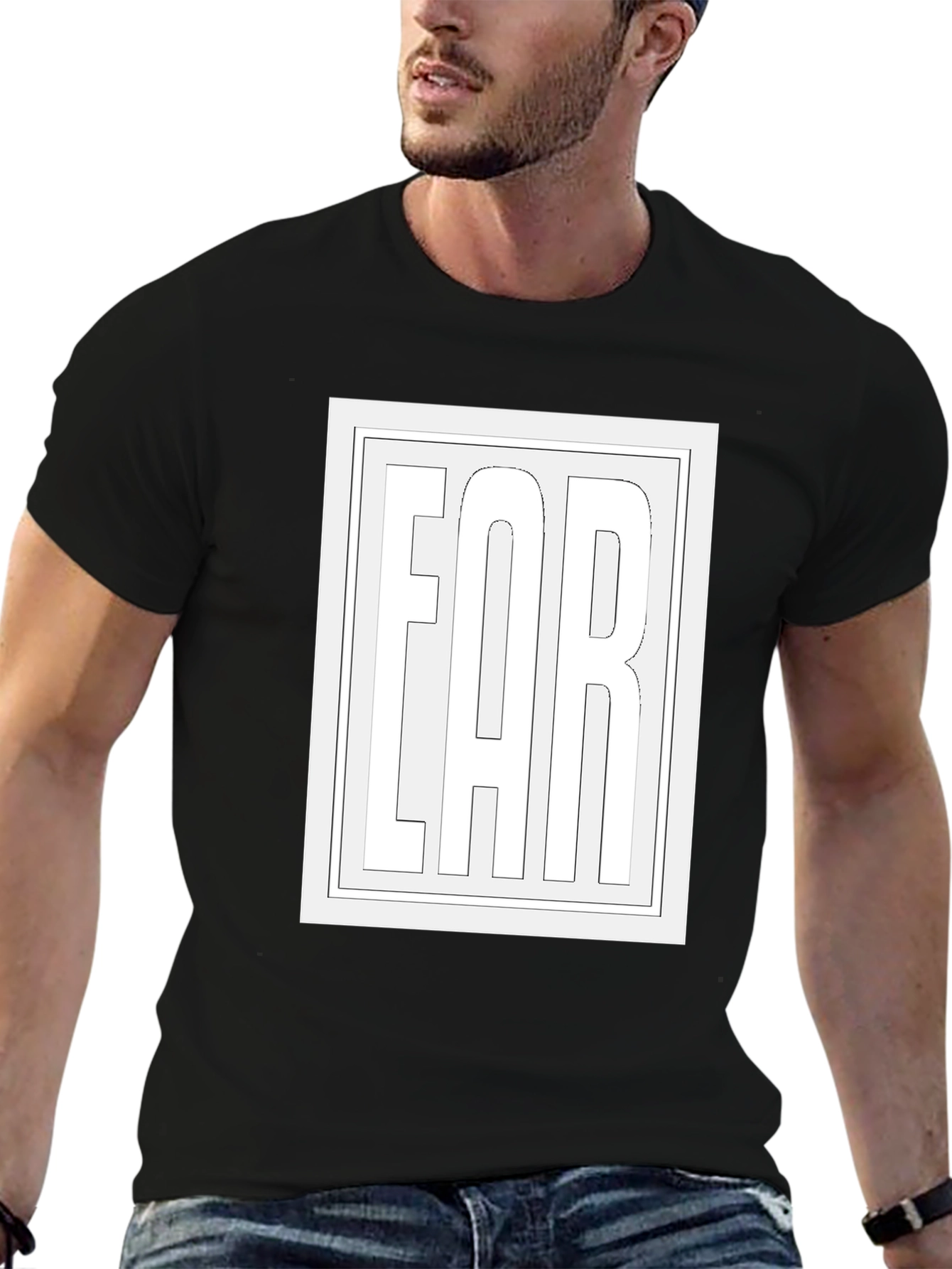 Graphic Tee: EAR Outline Design - Black Cotton