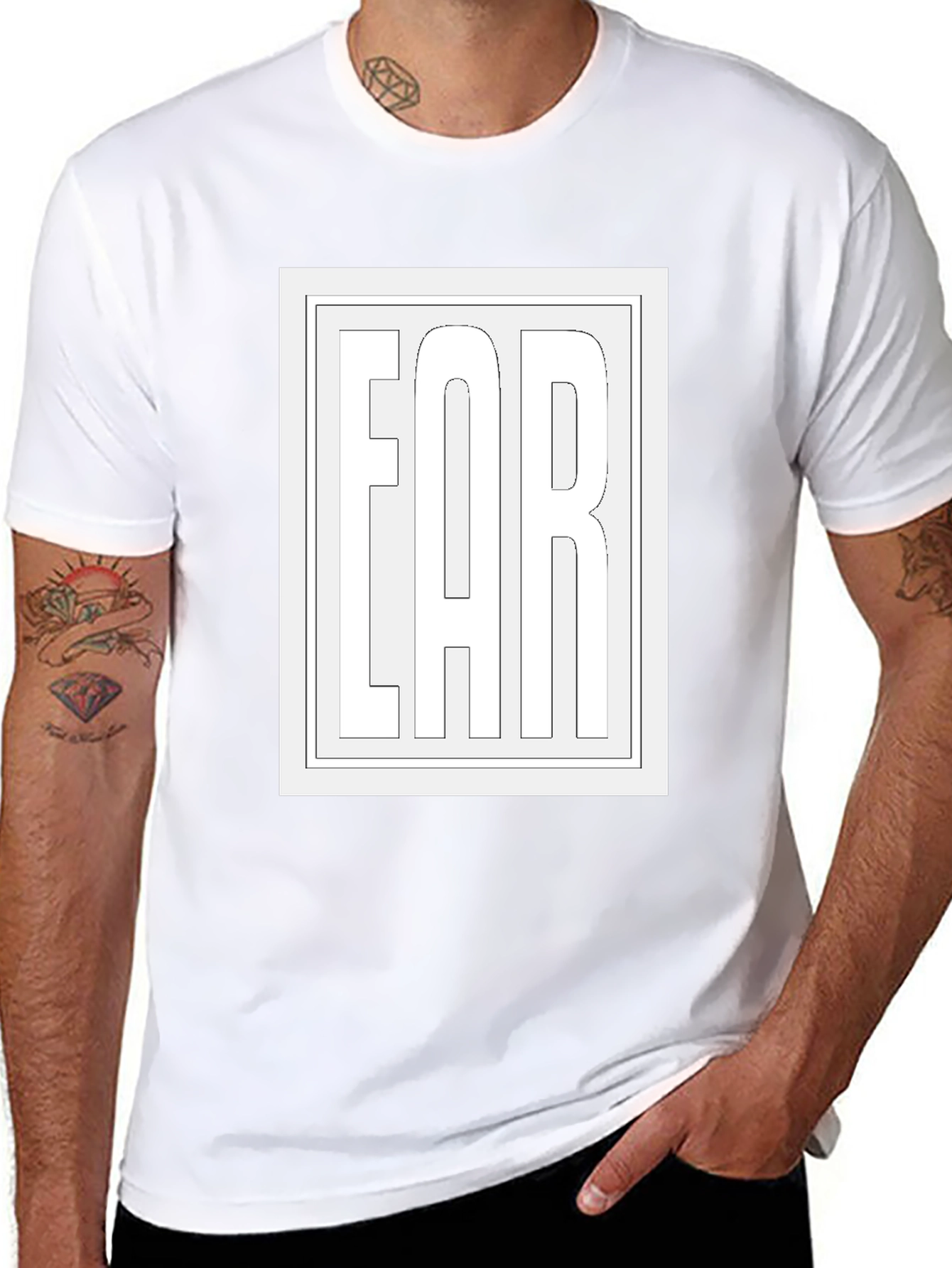 Graphic Tee: EAR Outline Design - Black Cotton