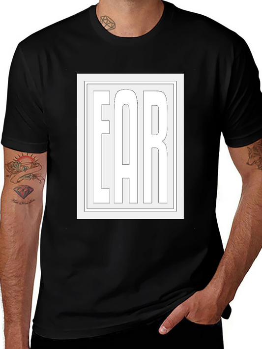 Graphic Tee: EAR Outline Design - Black Cotton