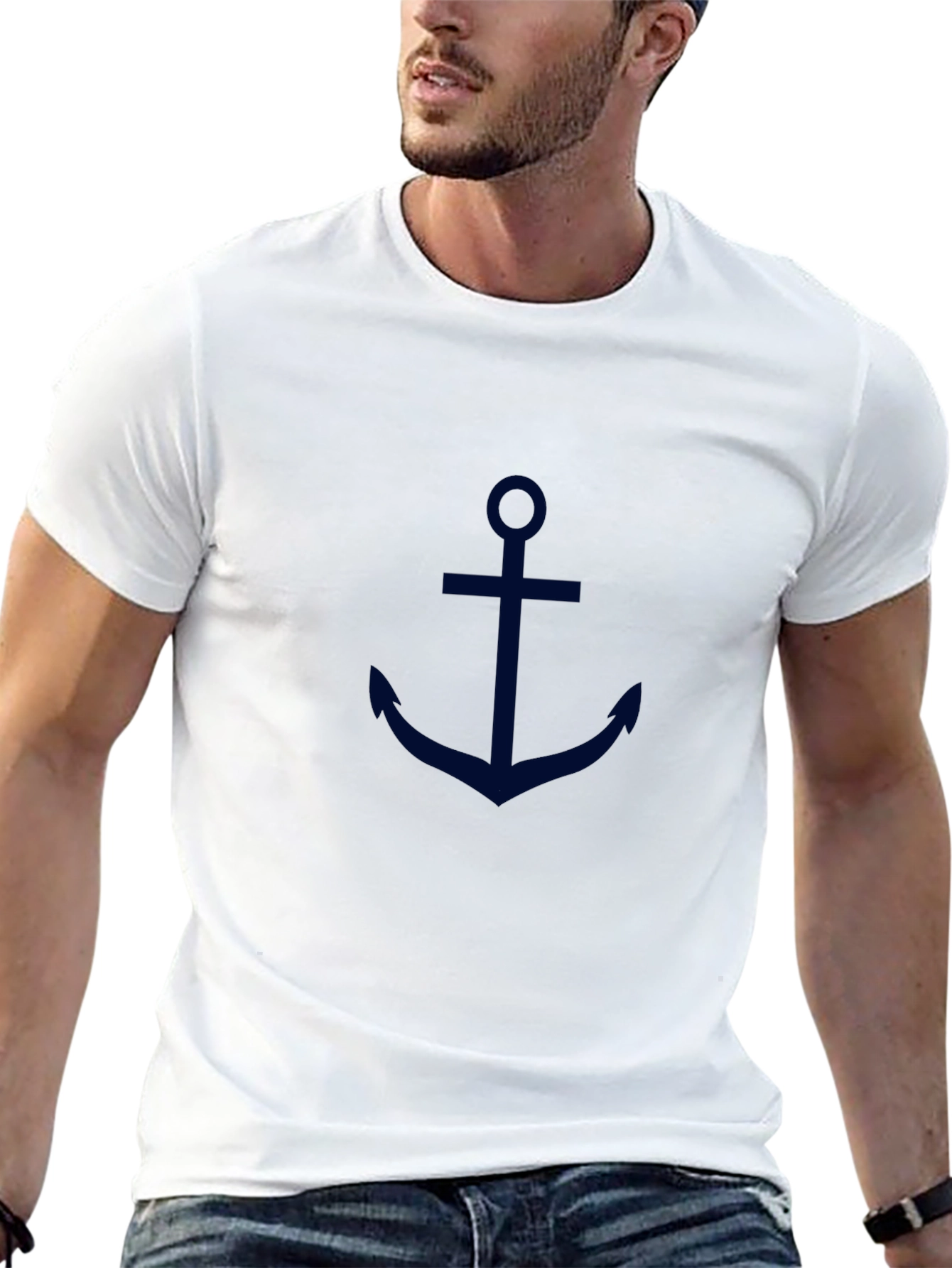Anchor Graphic Tee - Classic Navy Design
