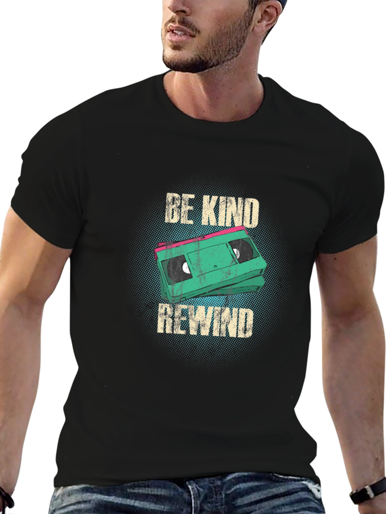 Be Kind Rewind Graphic Tee - Retro VHS Design