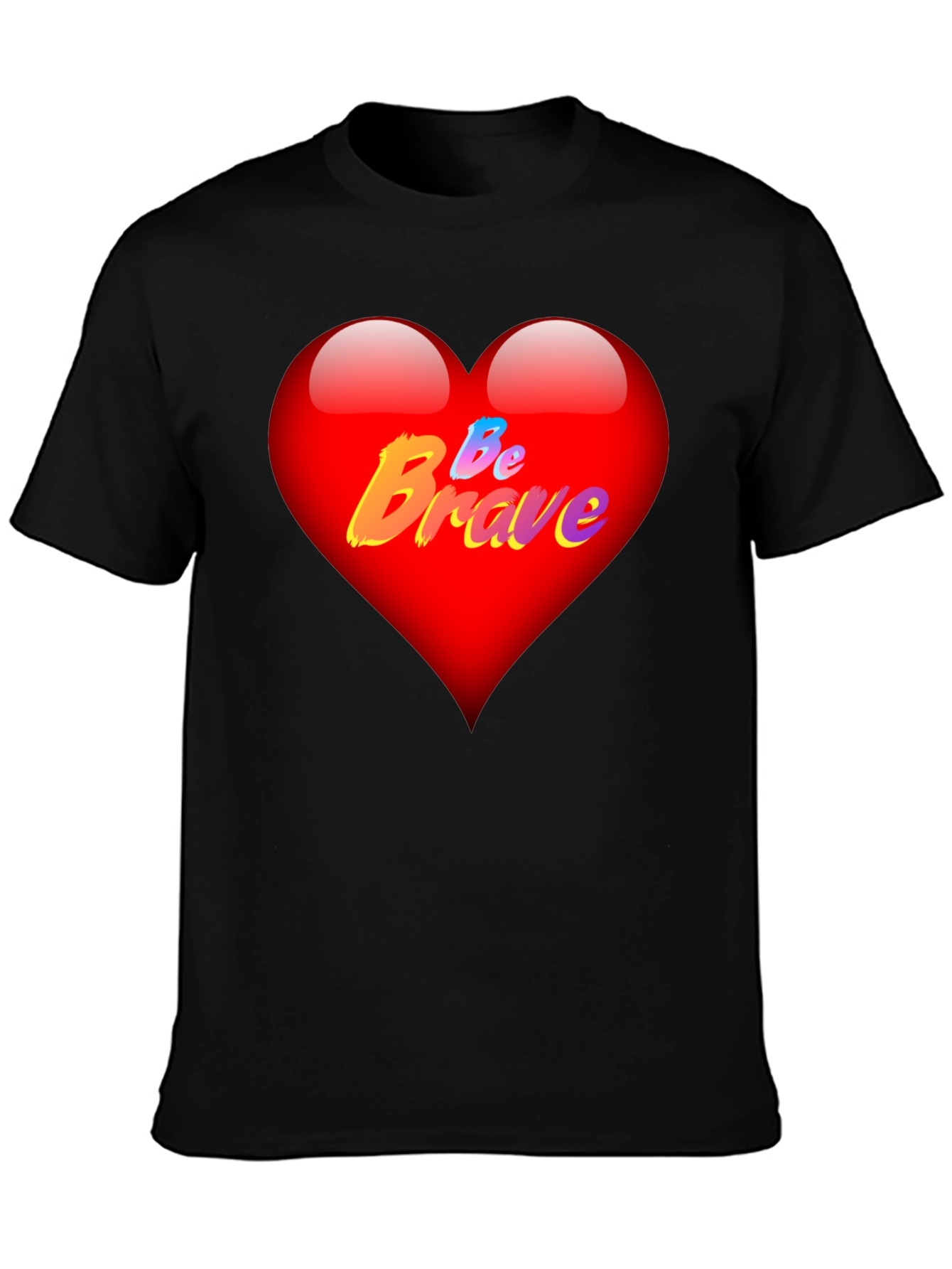 Be Brave Heart T-Shirt - Mens Black Tee