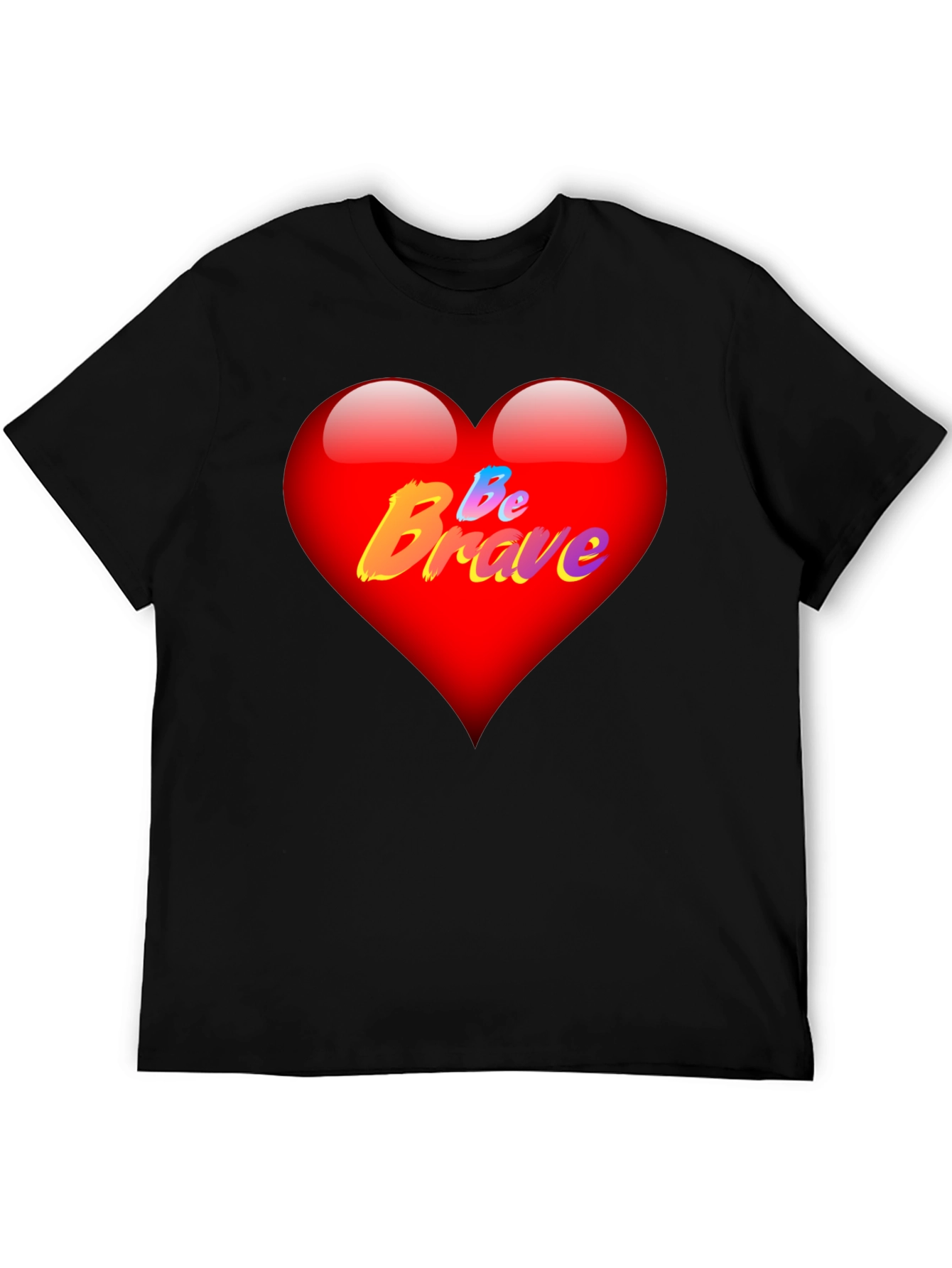 Be Brave Heart T-Shirt - Mens Black Tee