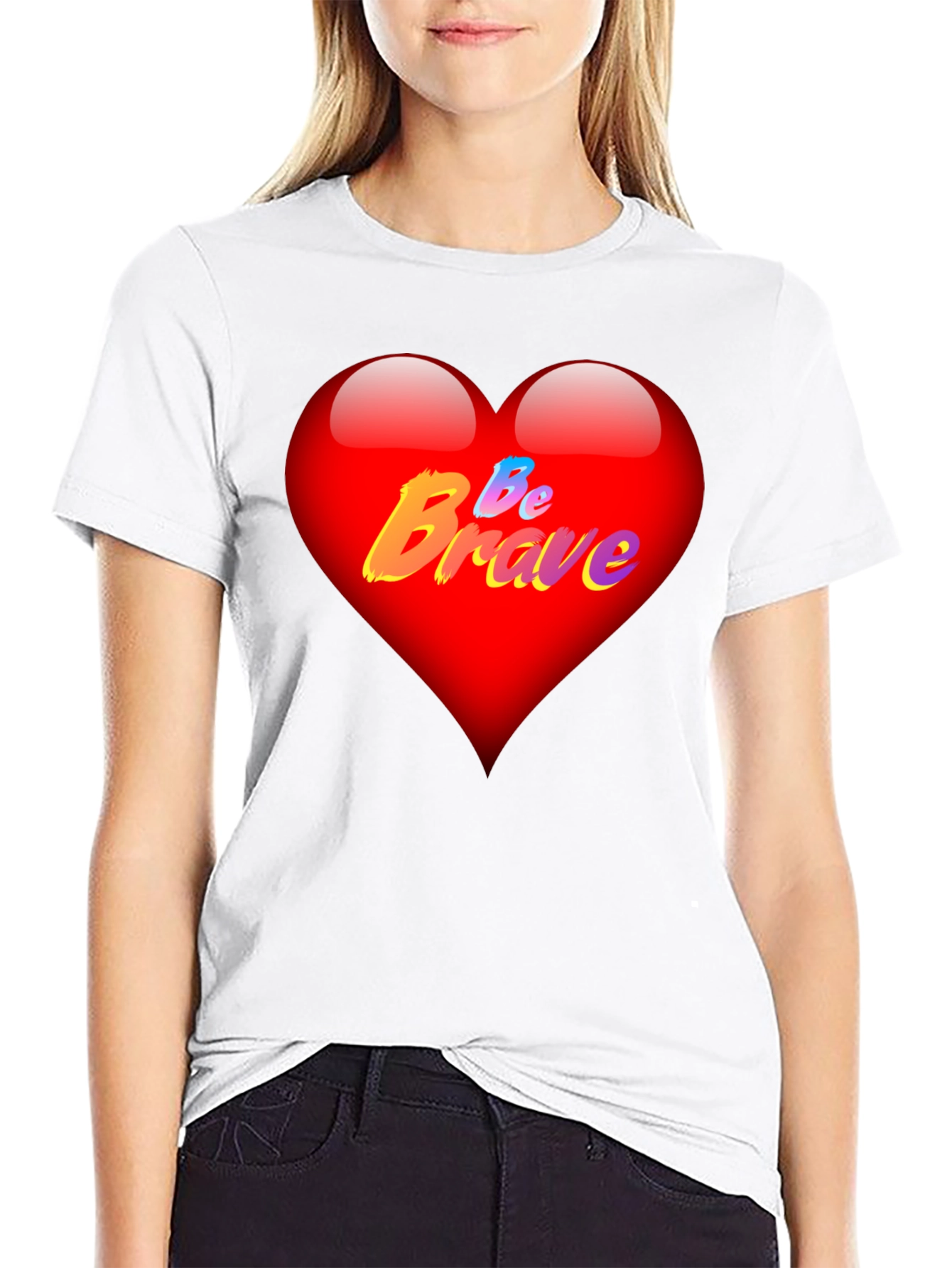 Be Brave Heart T-Shirt - Mens Black Tee