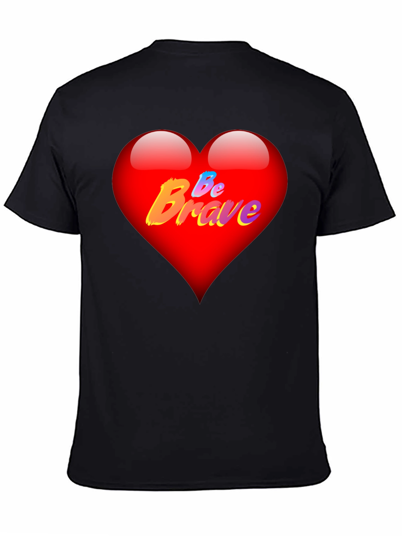 Be Brave Heart T-Shirt - Mens Black Tee