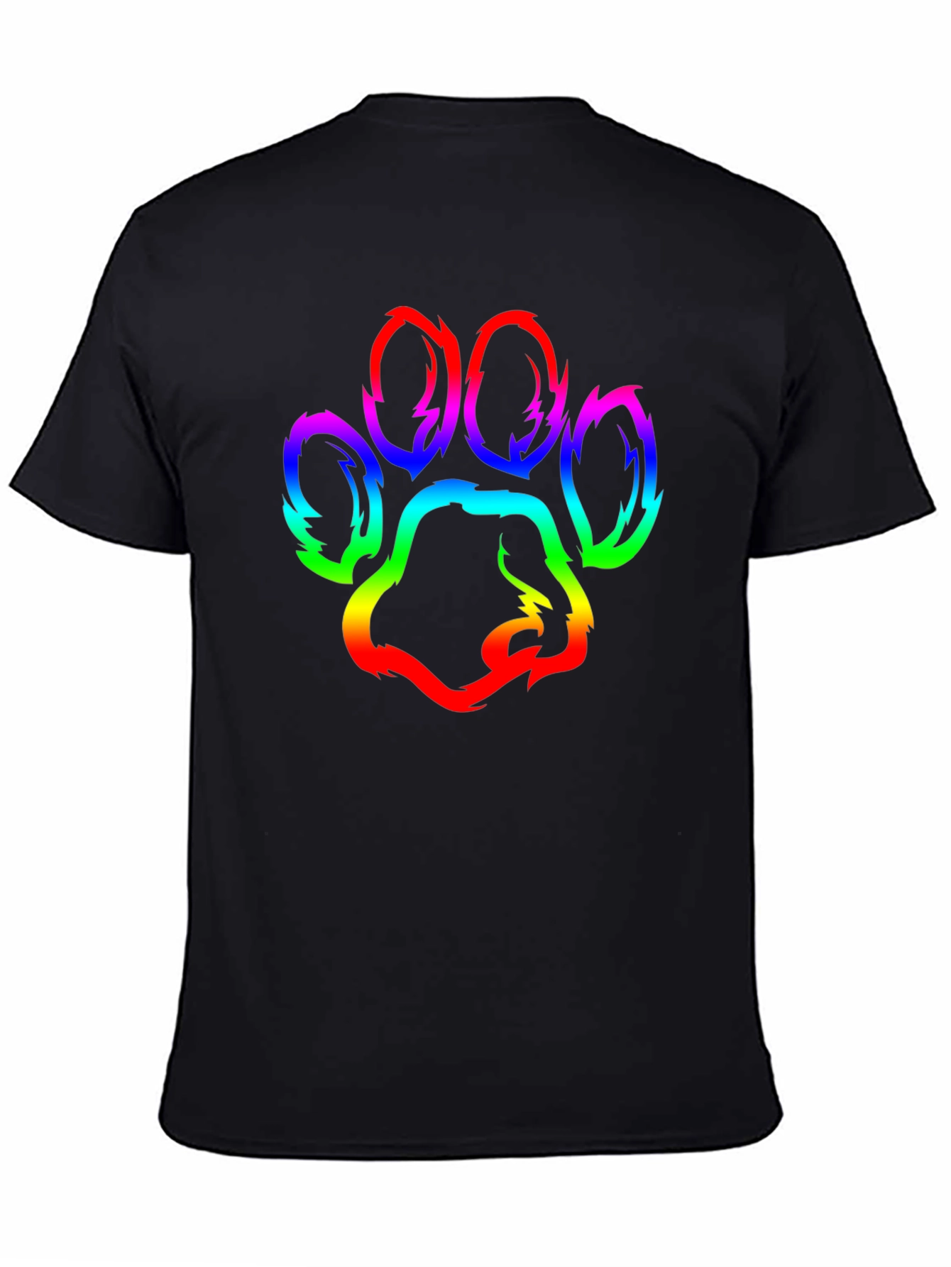 Rainbow Paw Print Graphic T-Shirt