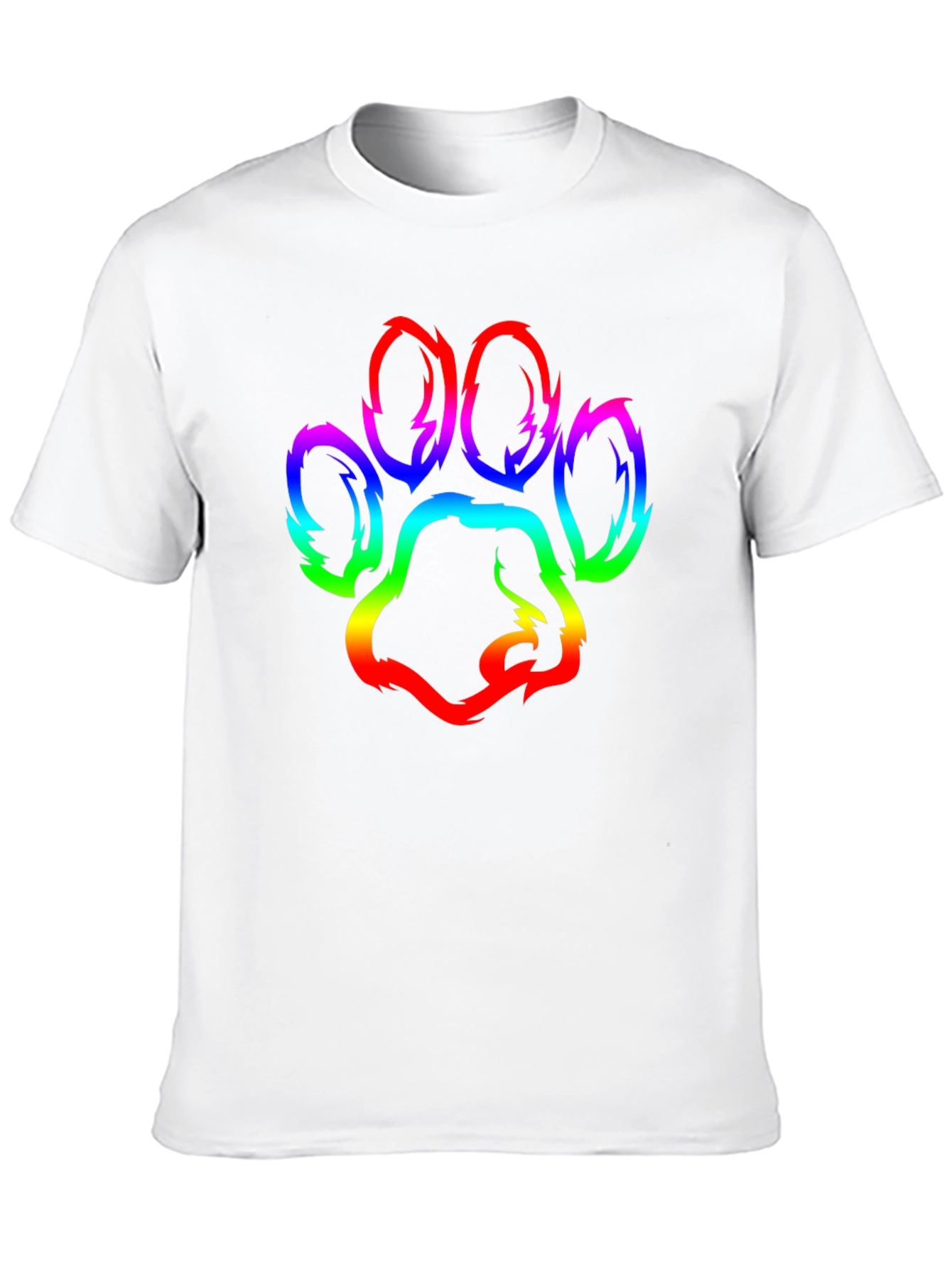Rainbow Paw Print Graphic T-Shirt