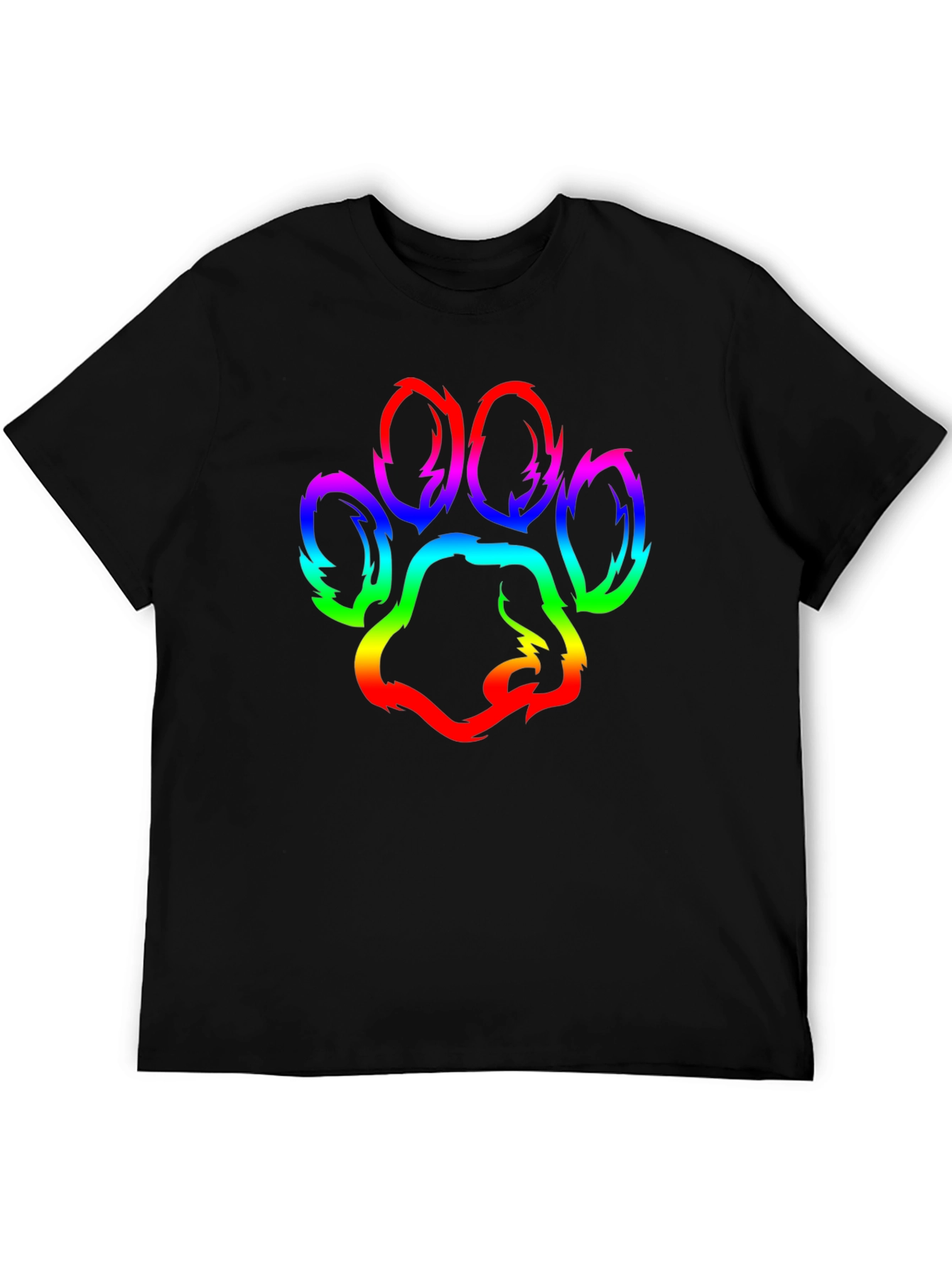Rainbow Paw Print Graphic T-Shirt