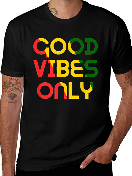 Good Vibes Only Graphic T-Shirt - Rasta Colors