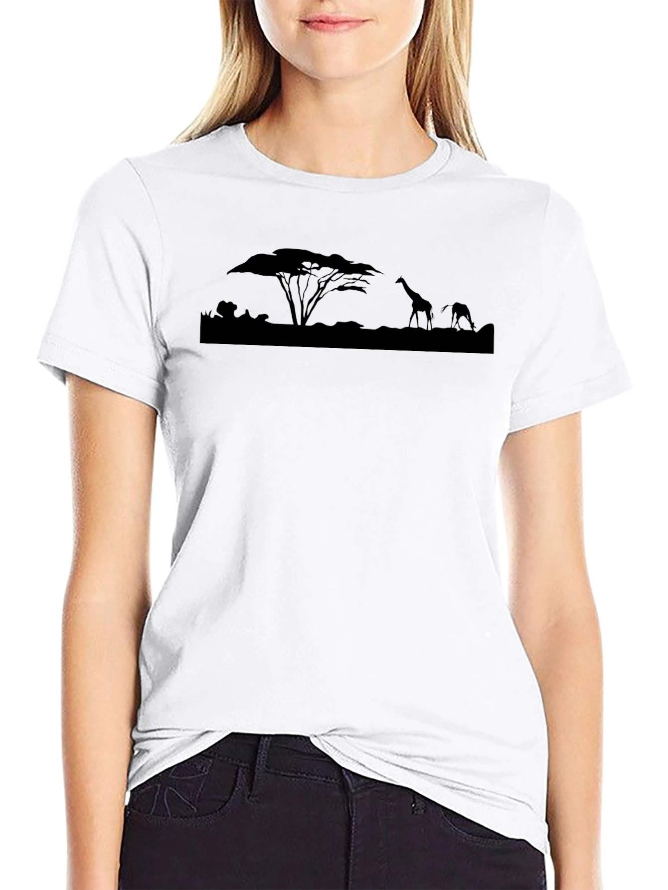 African Safari Silhouette Black T-Shirt