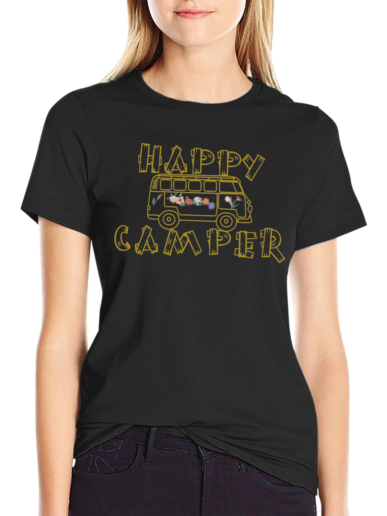 Happy Camper Graphic Tee - Retro Style