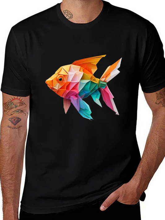 Geometric Fish Print Tee - Unique Stylish Design