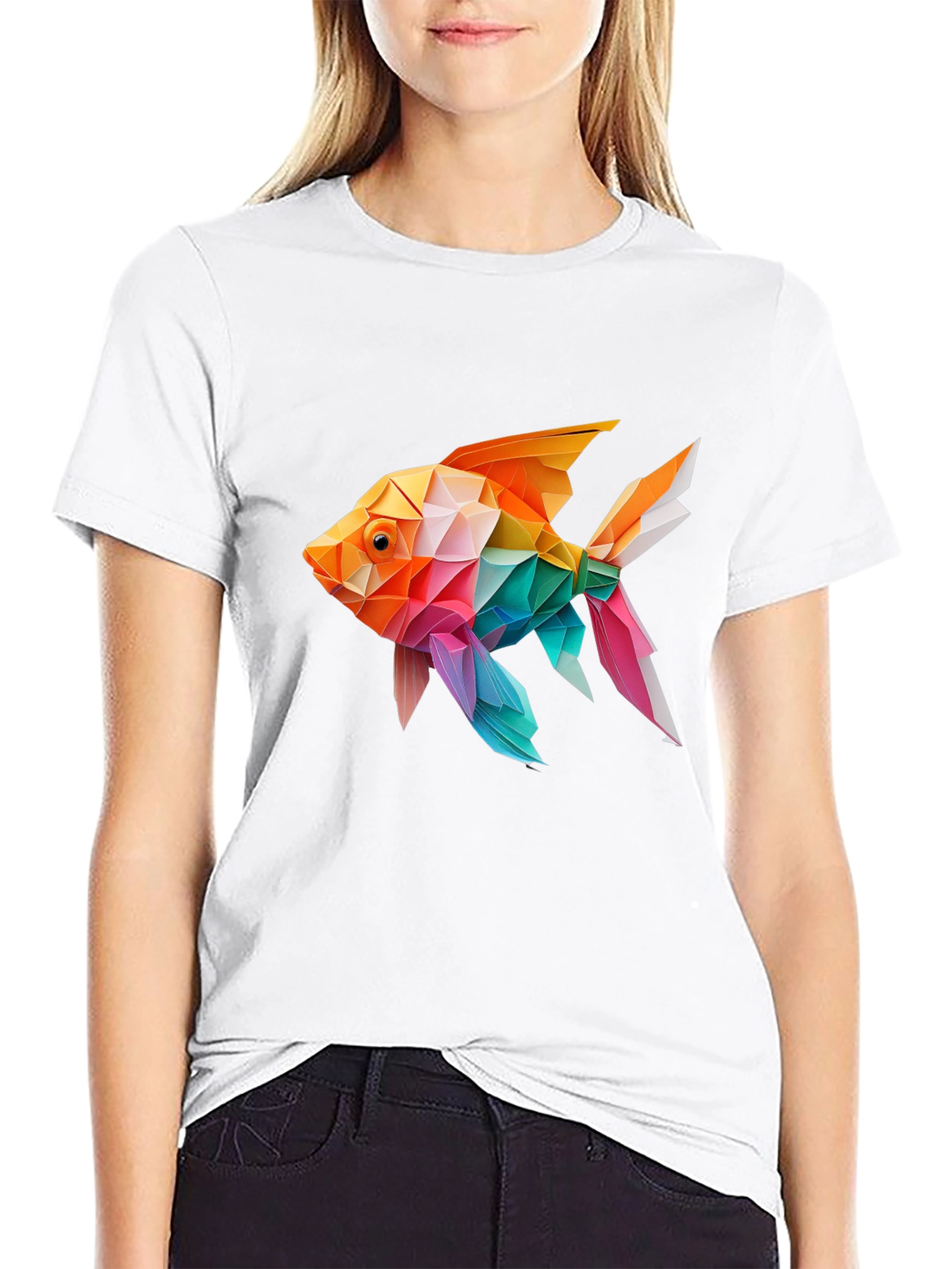 Geometric Fish Print Tee - Unique Stylish Design