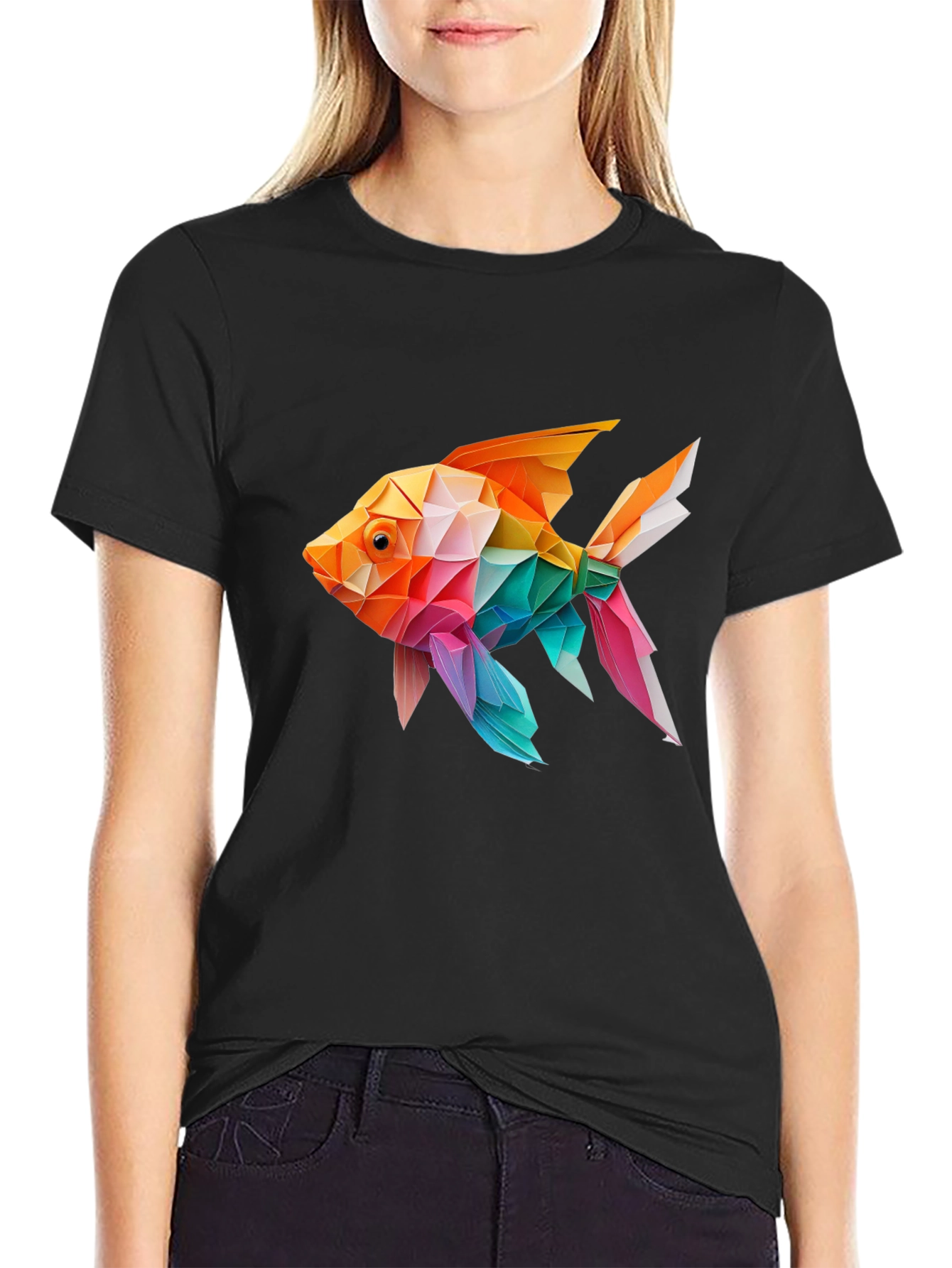 Geometric Fish Print Tee - Unique Stylish Design