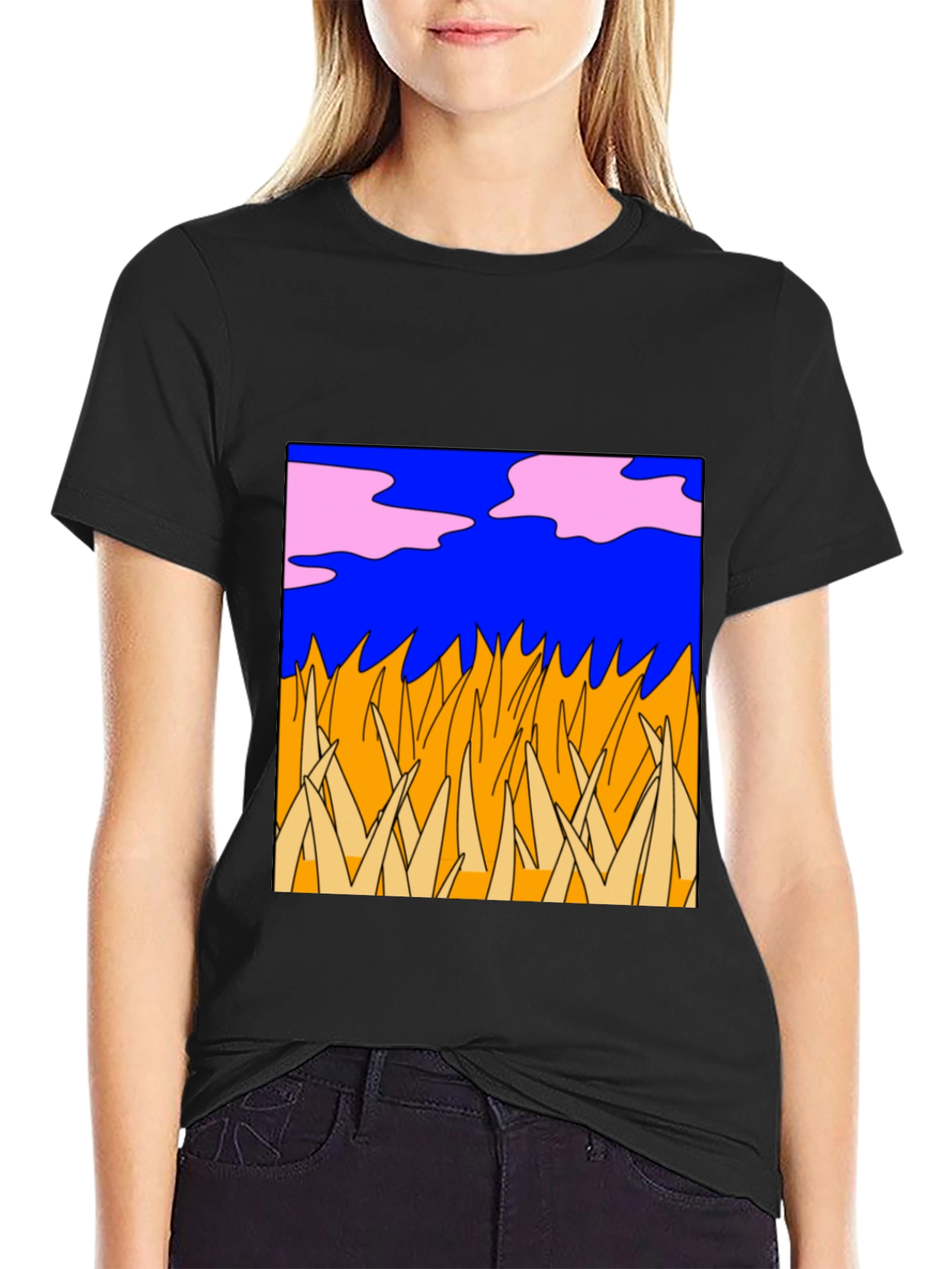 Abstract Nature Graphic Tee - Black