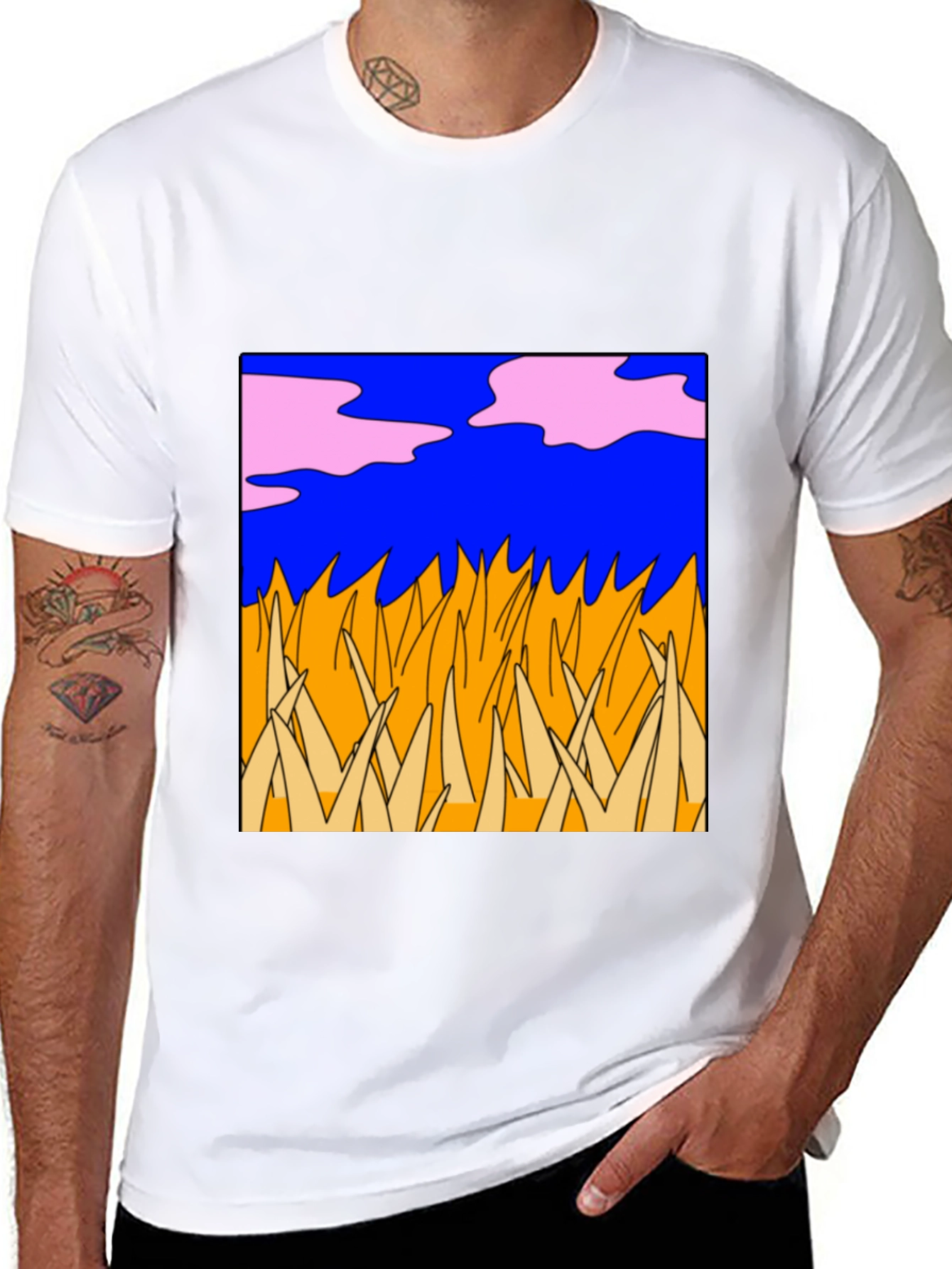 Abstract Nature Graphic Tee - Black