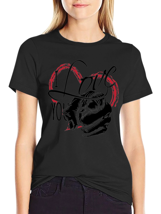 I Love You Heart Fist Black Graphic Tee