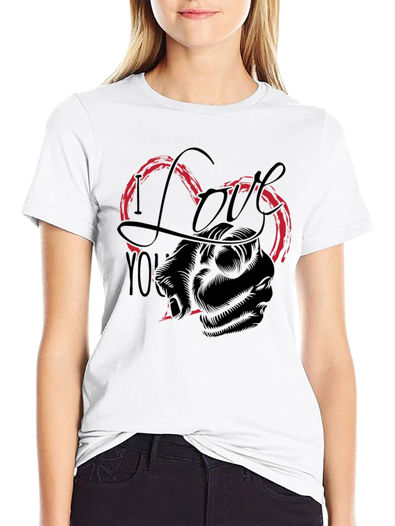 I Love You Heart Fist Black Graphic Tee