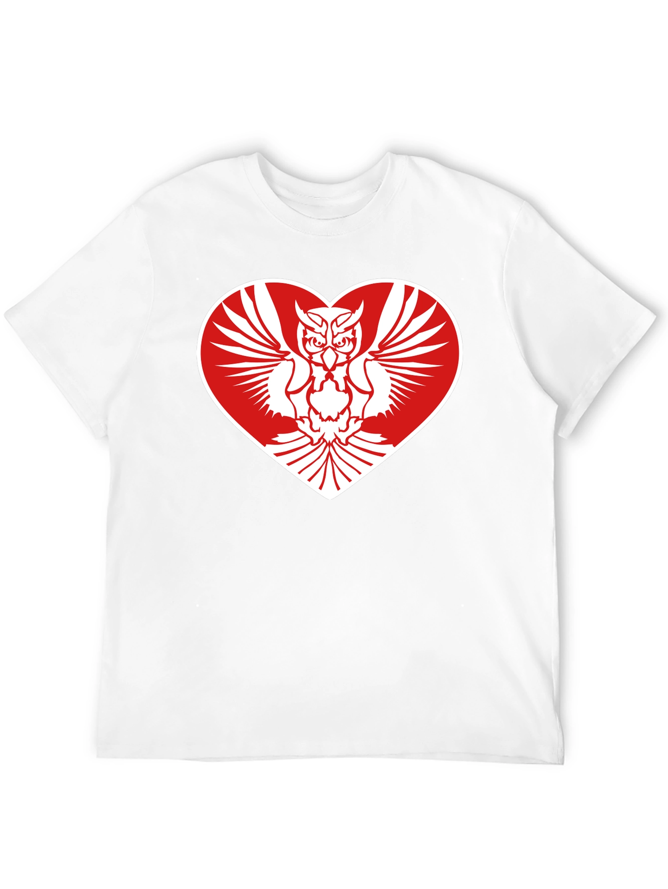 Owl Heart Graphic Tee - Mens Black Cotton T-Shirt
