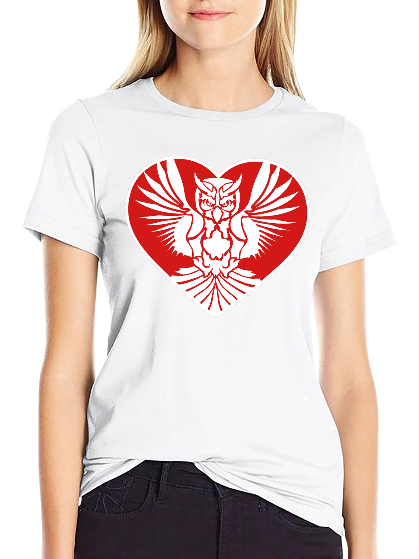 Owl Heart Graphic Tee - Mens Black Cotton T-Shirt