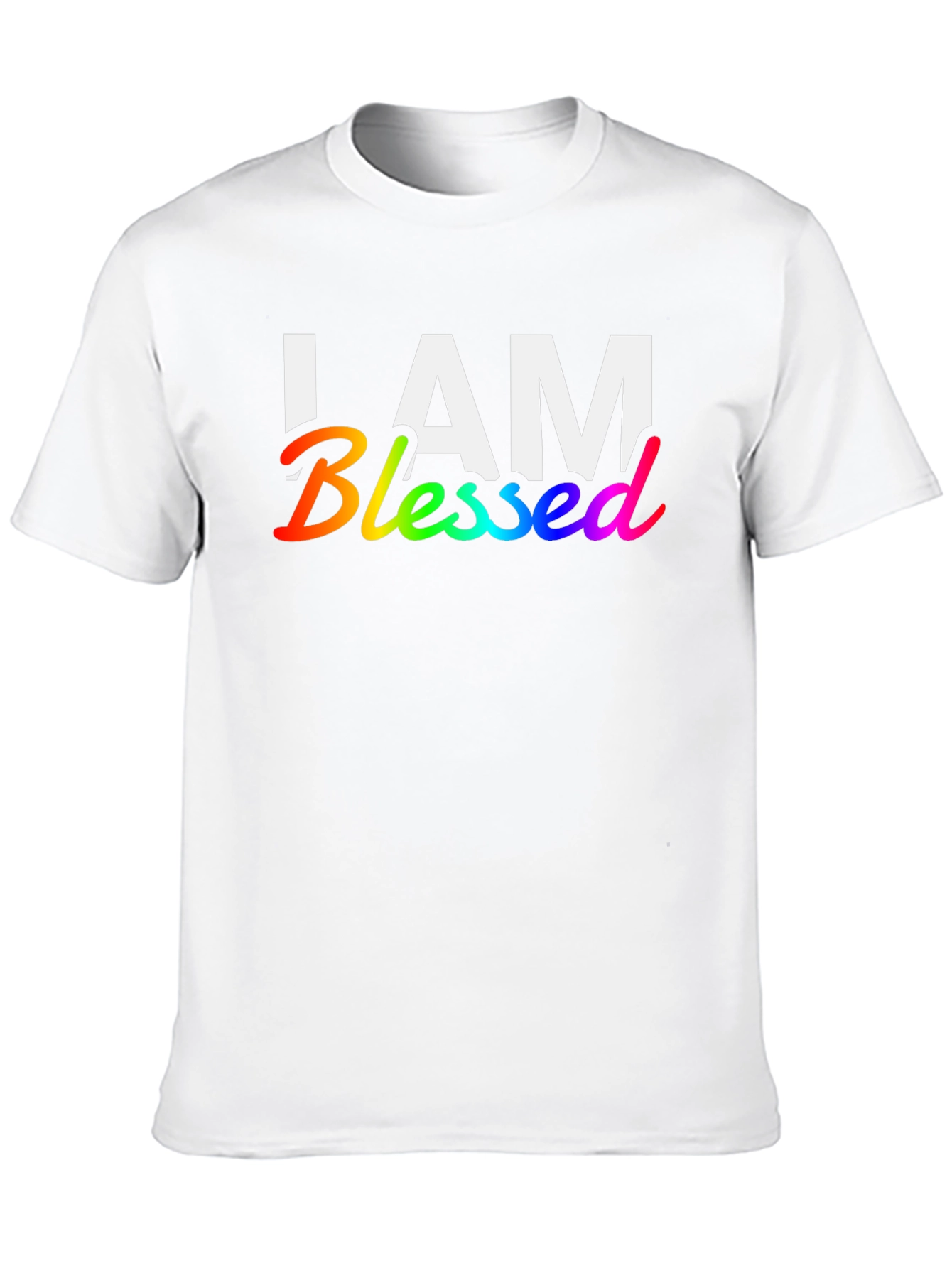 I AM Blessed Black T-Shirt - Rainbow Graphic Print