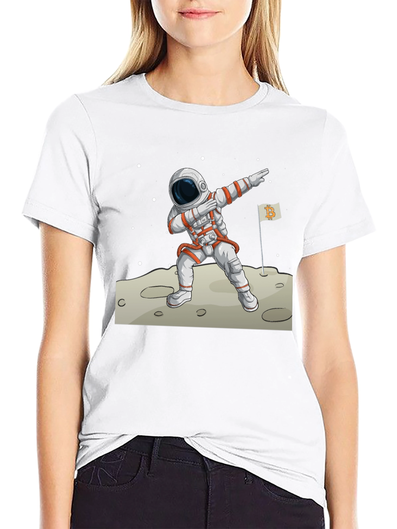Astronaut Dabbing on Moon Graphic T-Shirt