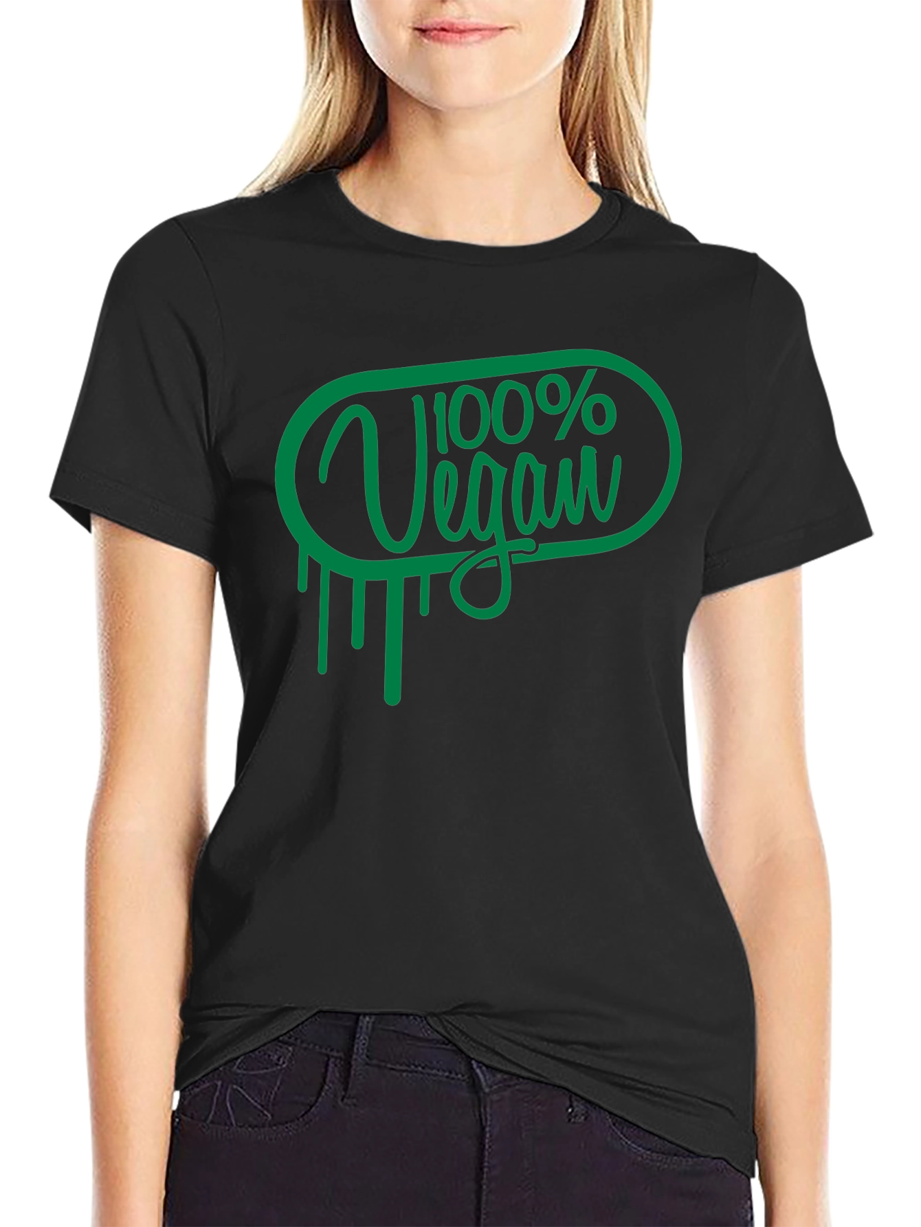 100% Vegan Graphic T-Shirt - Unisex Black Tee