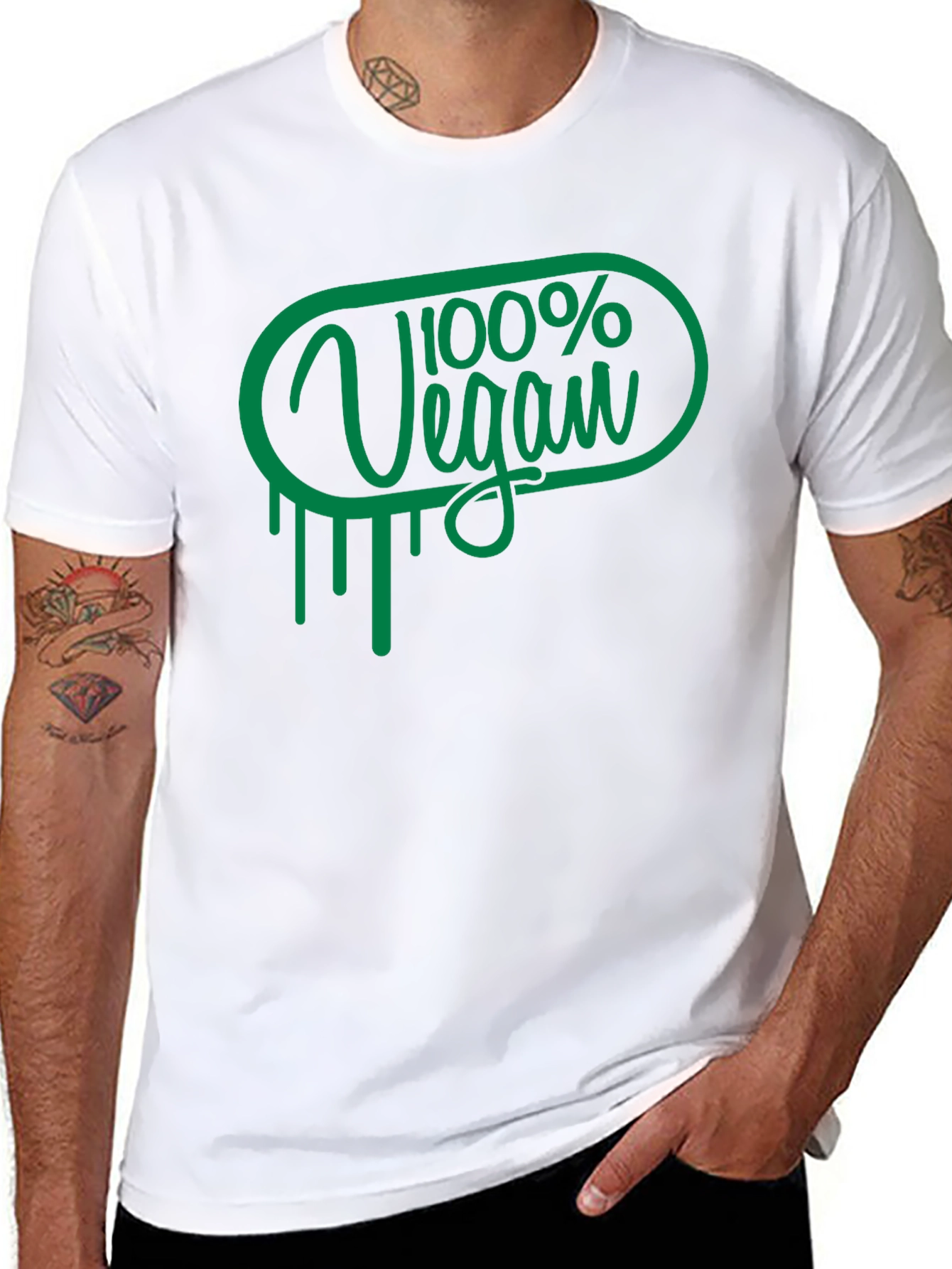 100% Vegan Graphic T-Shirt - Unisex Black Tee