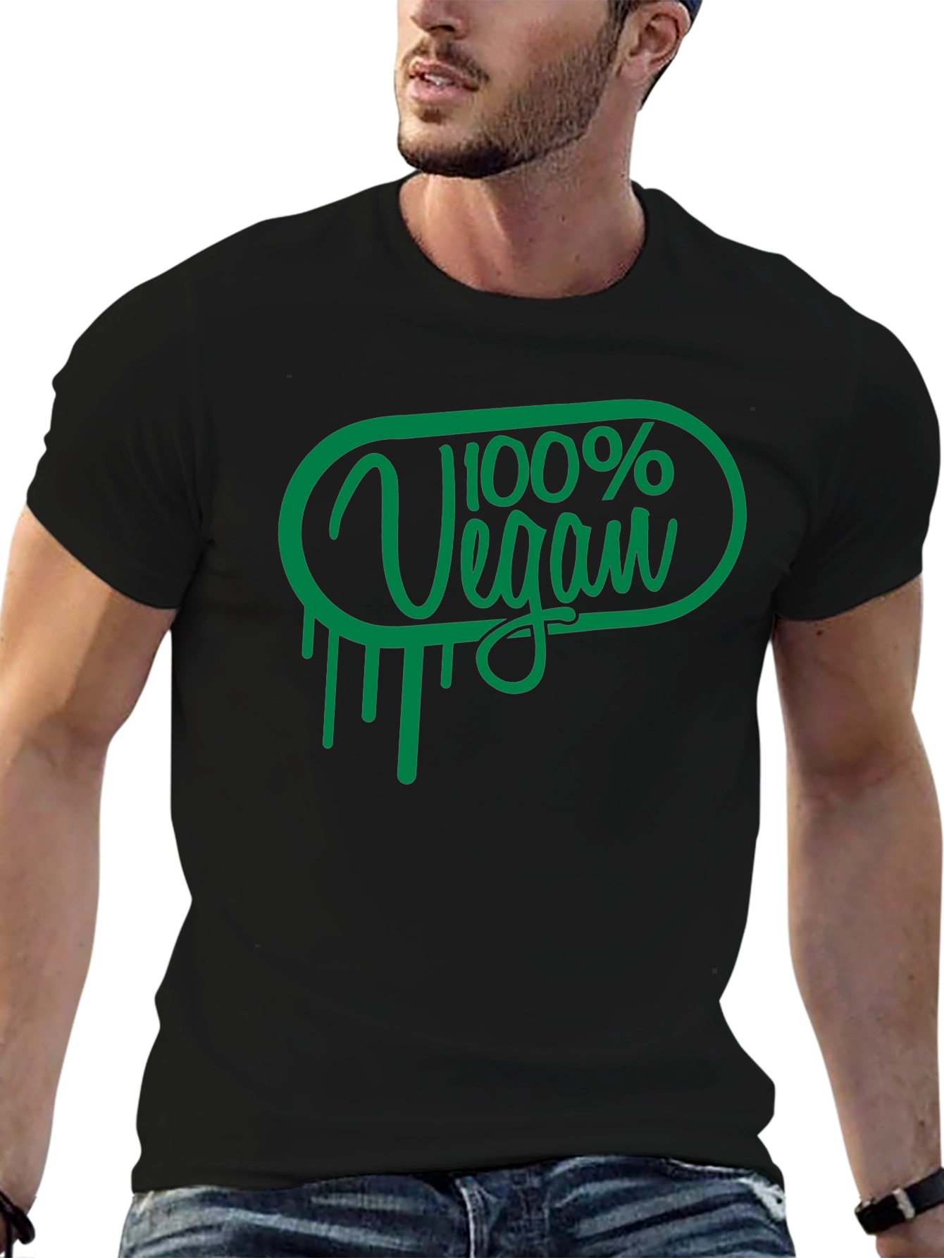 100% Vegan Graphic T-Shirt - Unisex Black Tee