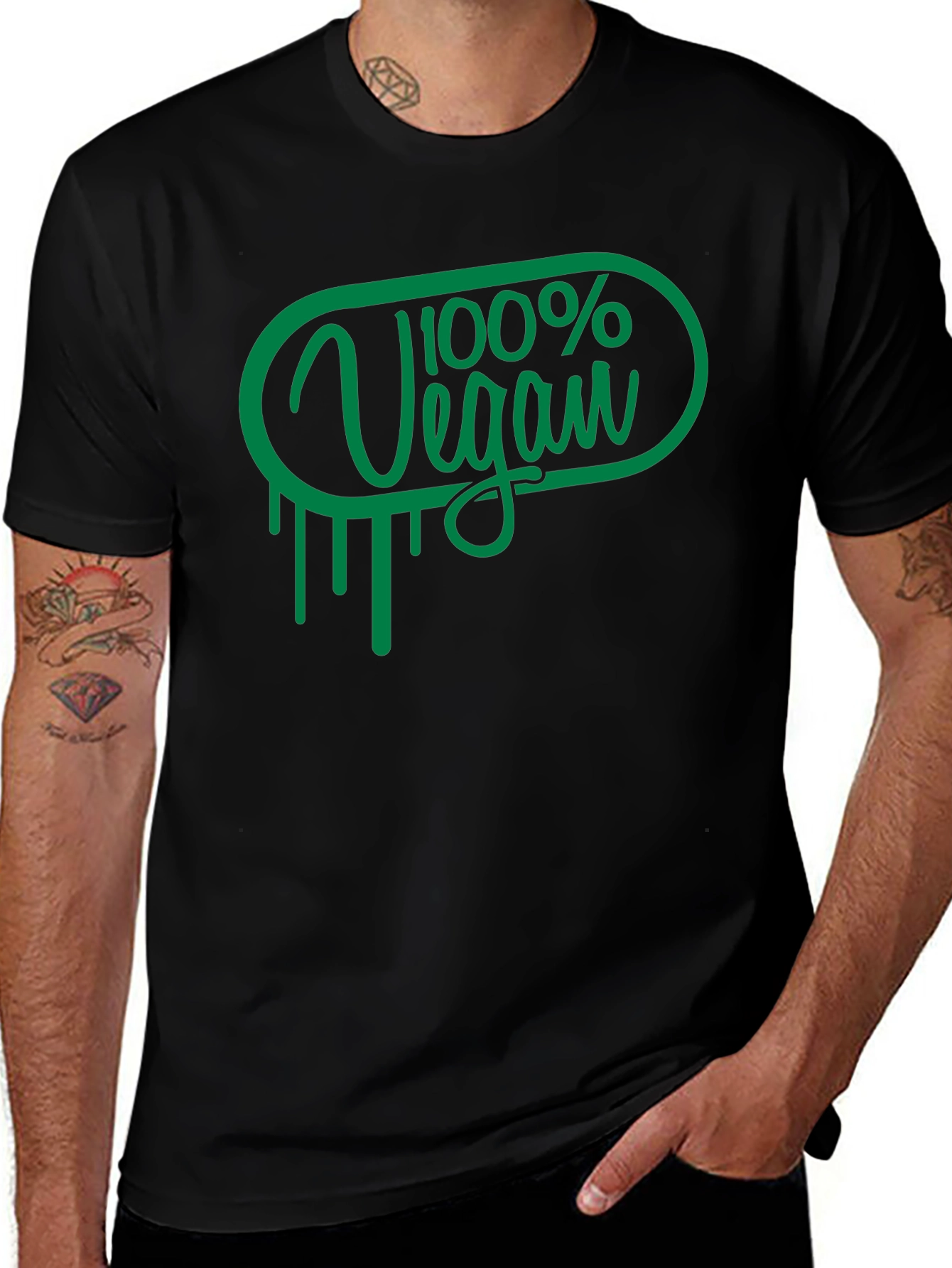 100% Vegan Graphic T-Shirt - Unisex Black Tee