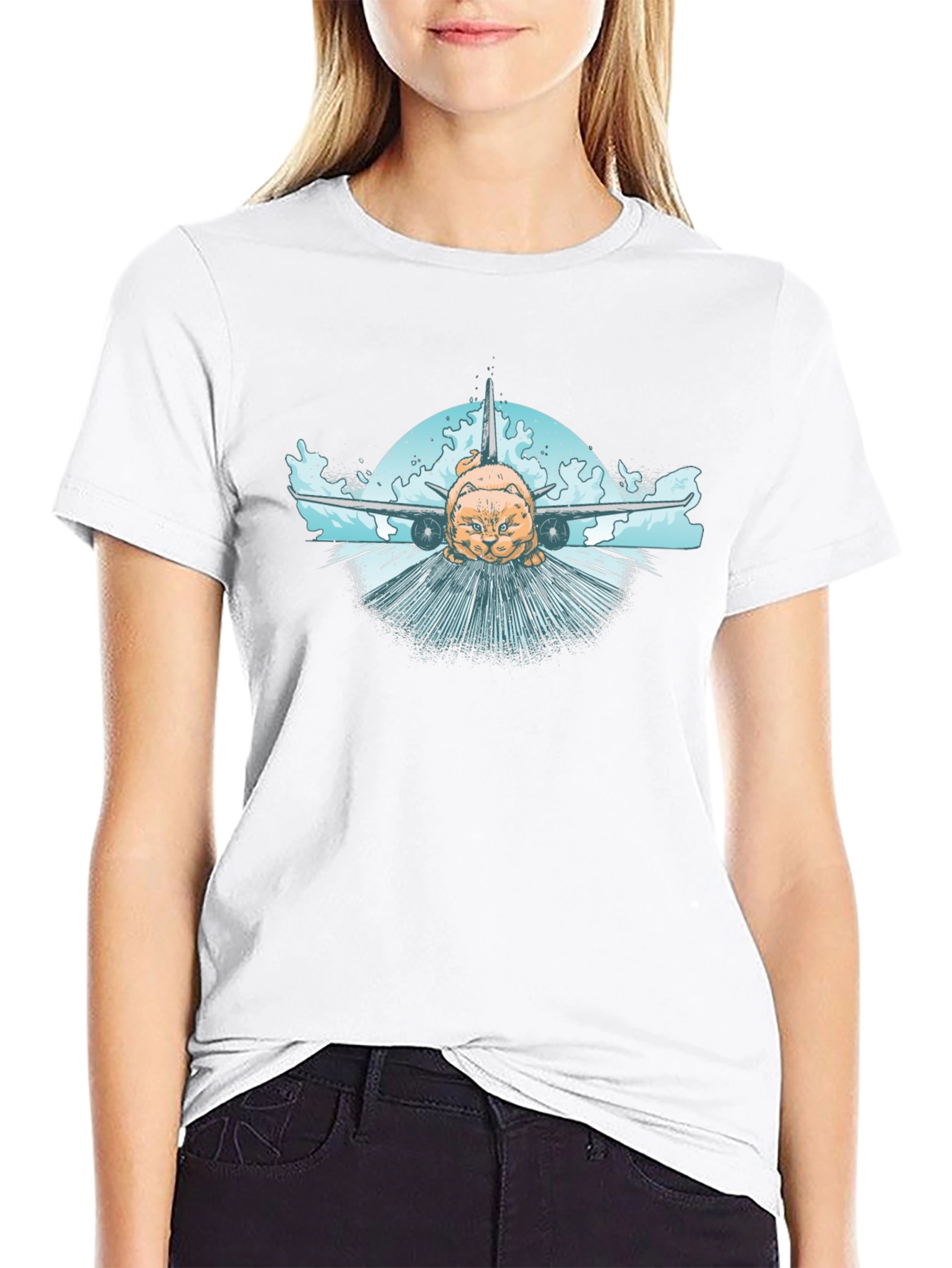 Cat Plane T-Shirt - Aviation Humor Tee