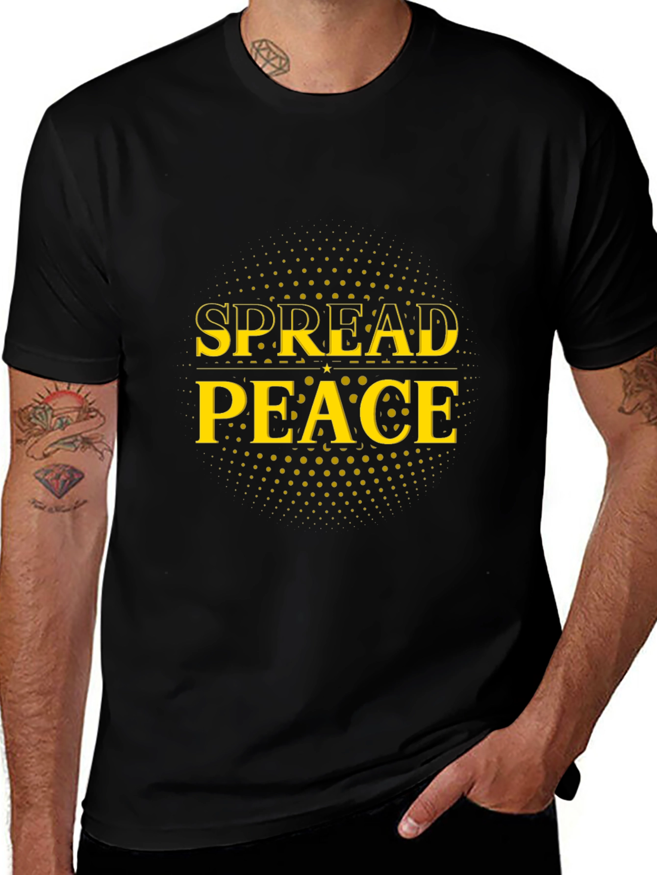 Spread Peace Graphic Tee - Black Cotton T-Shirt