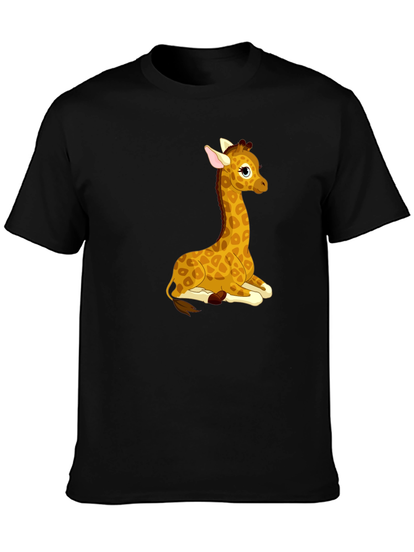 Cute Giraffe Graphic Tee - Soft Black T-Shirt