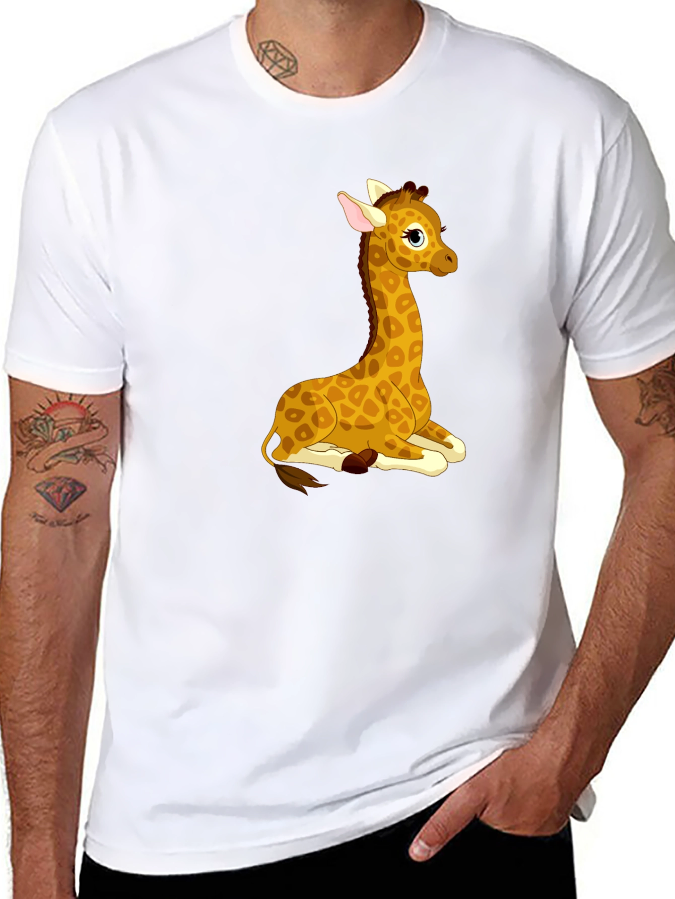 Cute Giraffe Graphic Tee - Soft Black T-Shirt