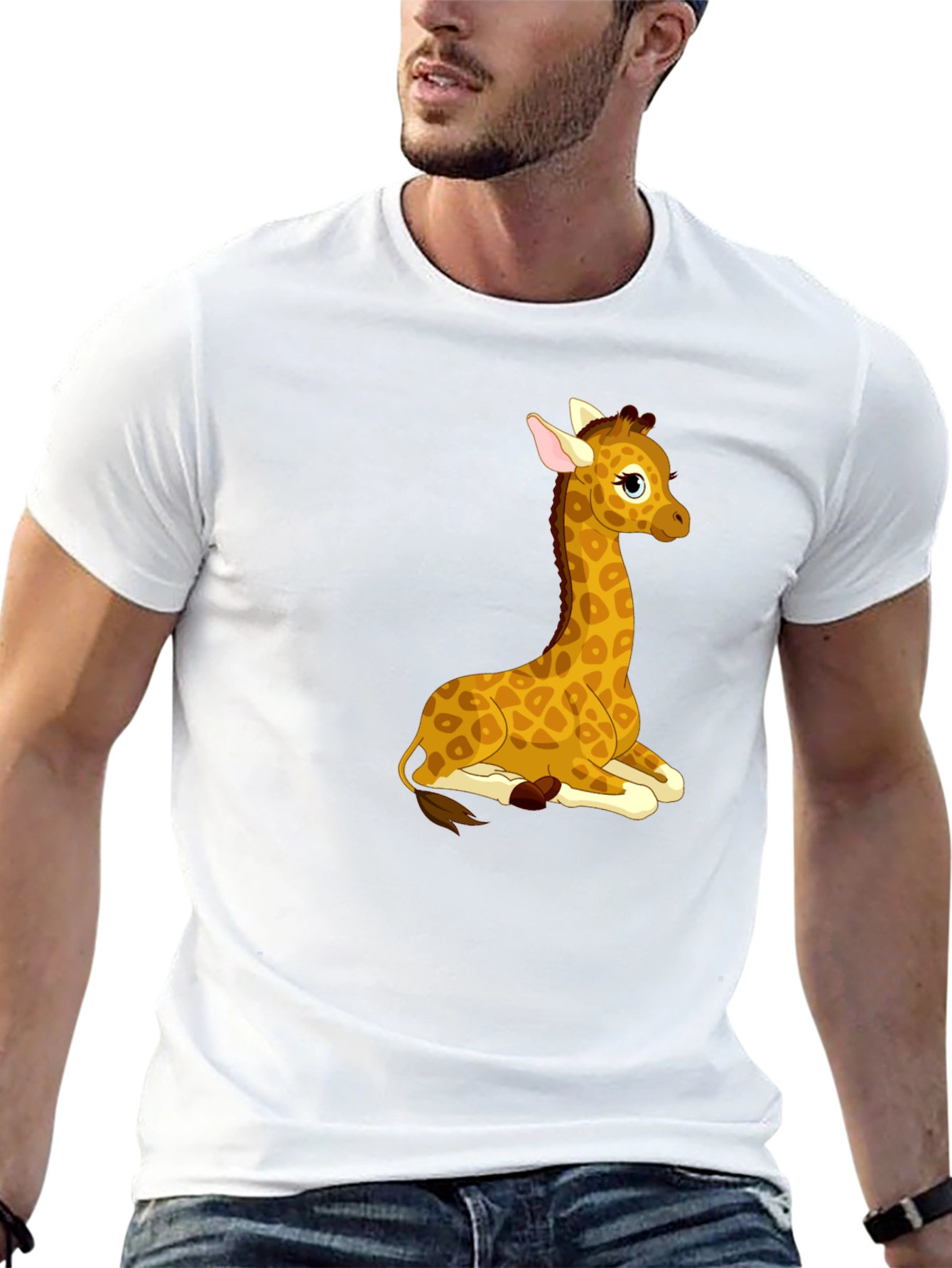 Cute Giraffe Graphic Tee - Soft Black T-Shirt