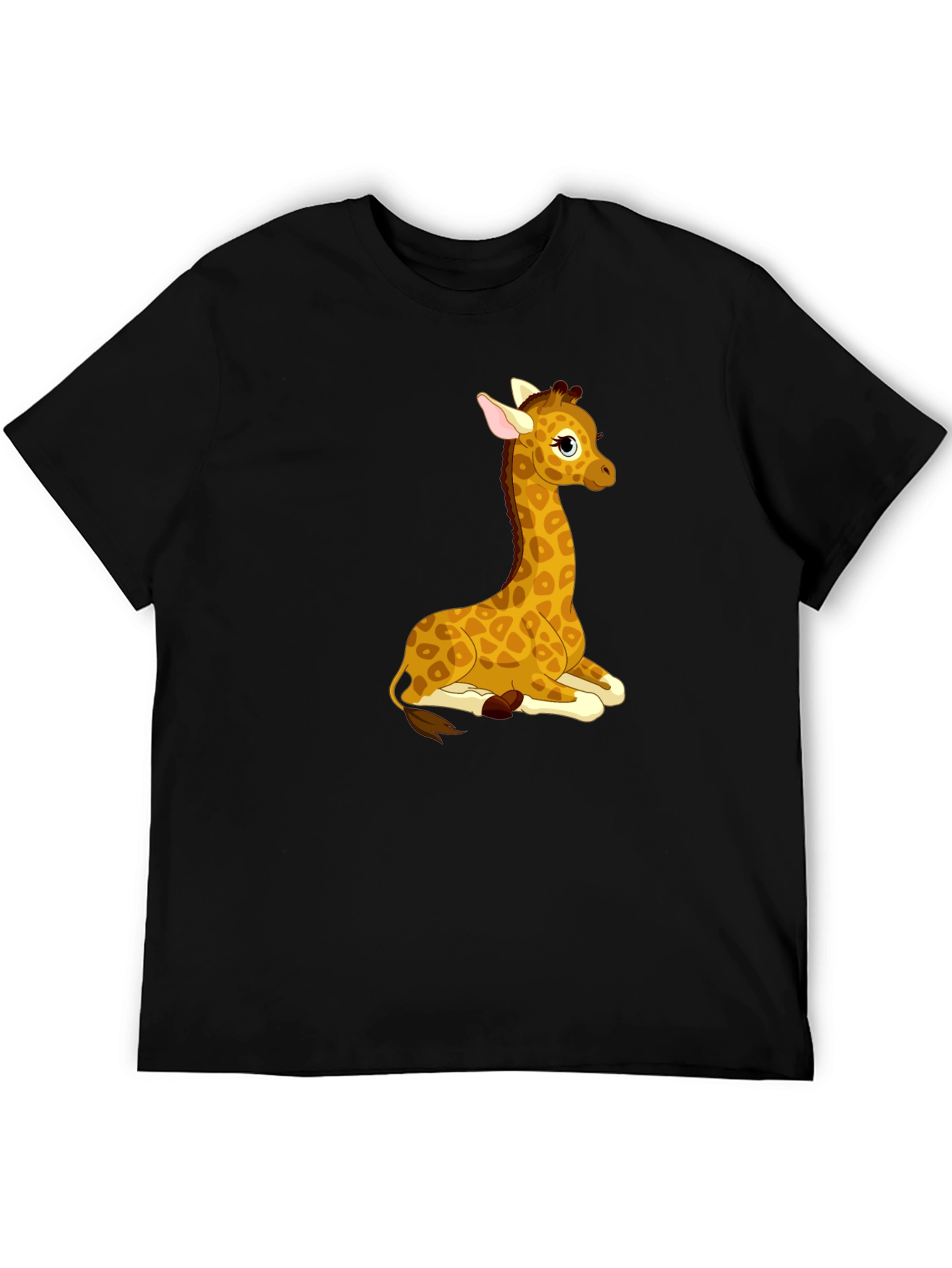 Cute Giraffe Graphic Tee - Soft Black T-Shirt