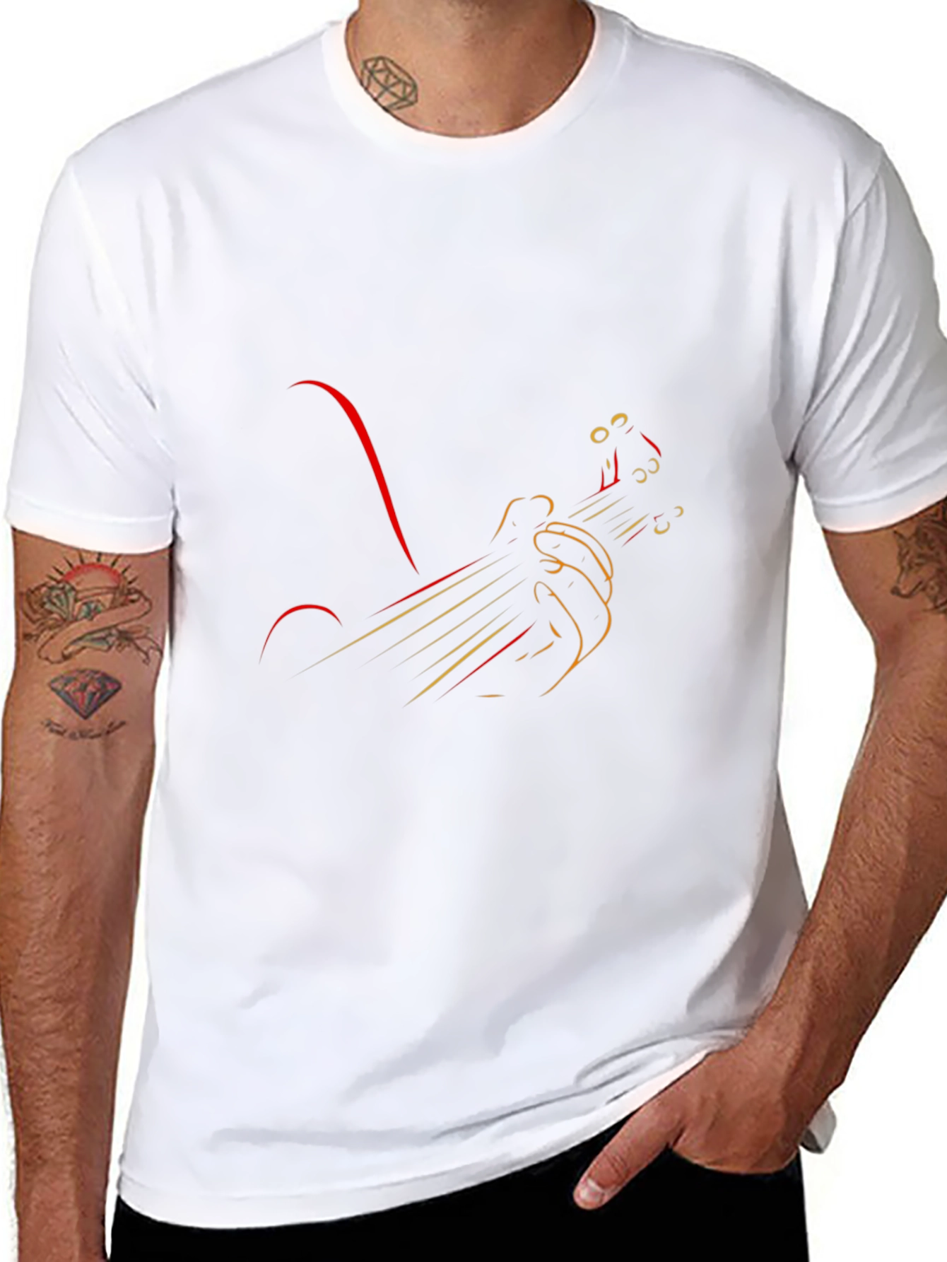 Abstract Guitarist Graphic Tee - Black Cotton Comfort