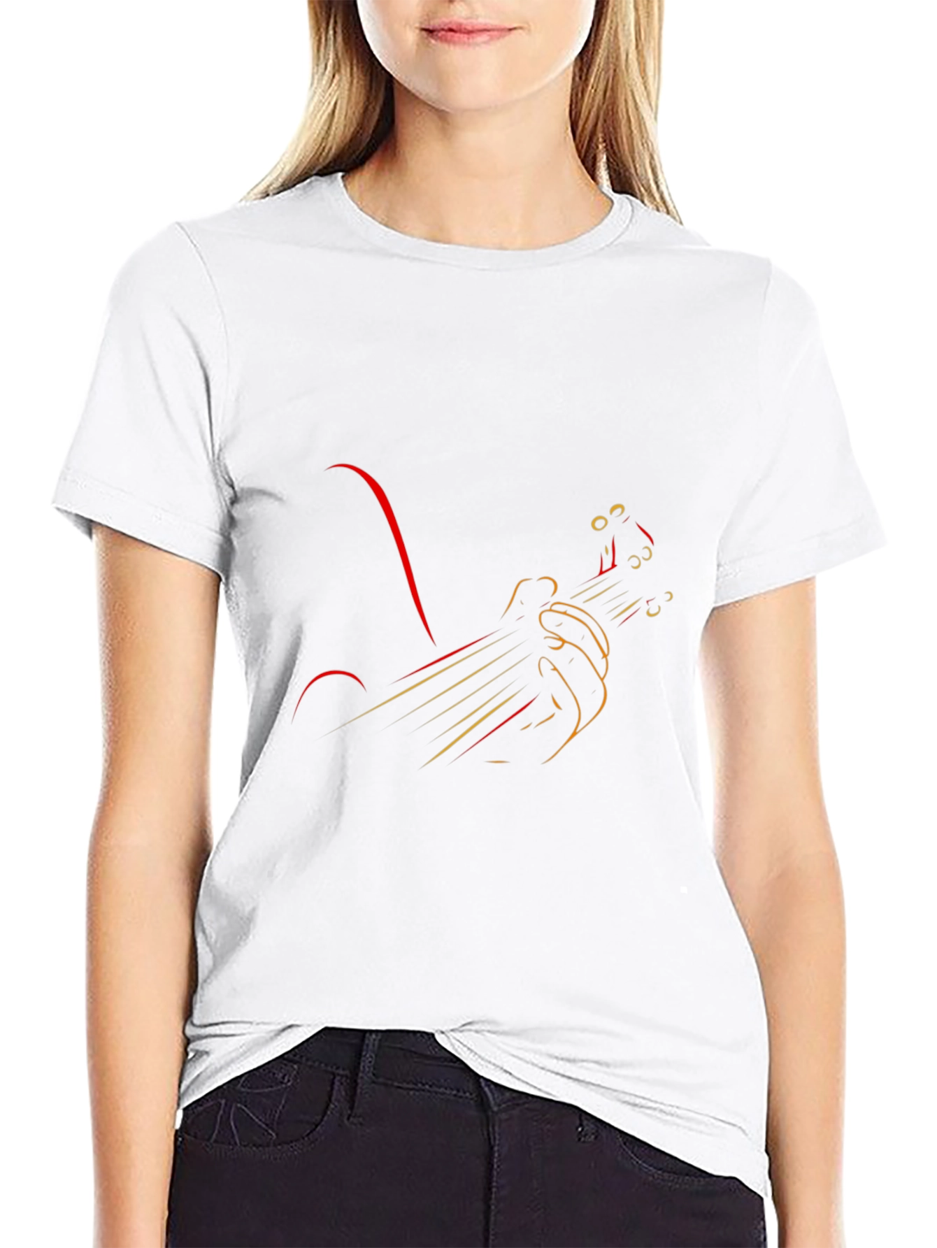 Abstract Guitarist Graphic Tee - Black Cotton Comfort