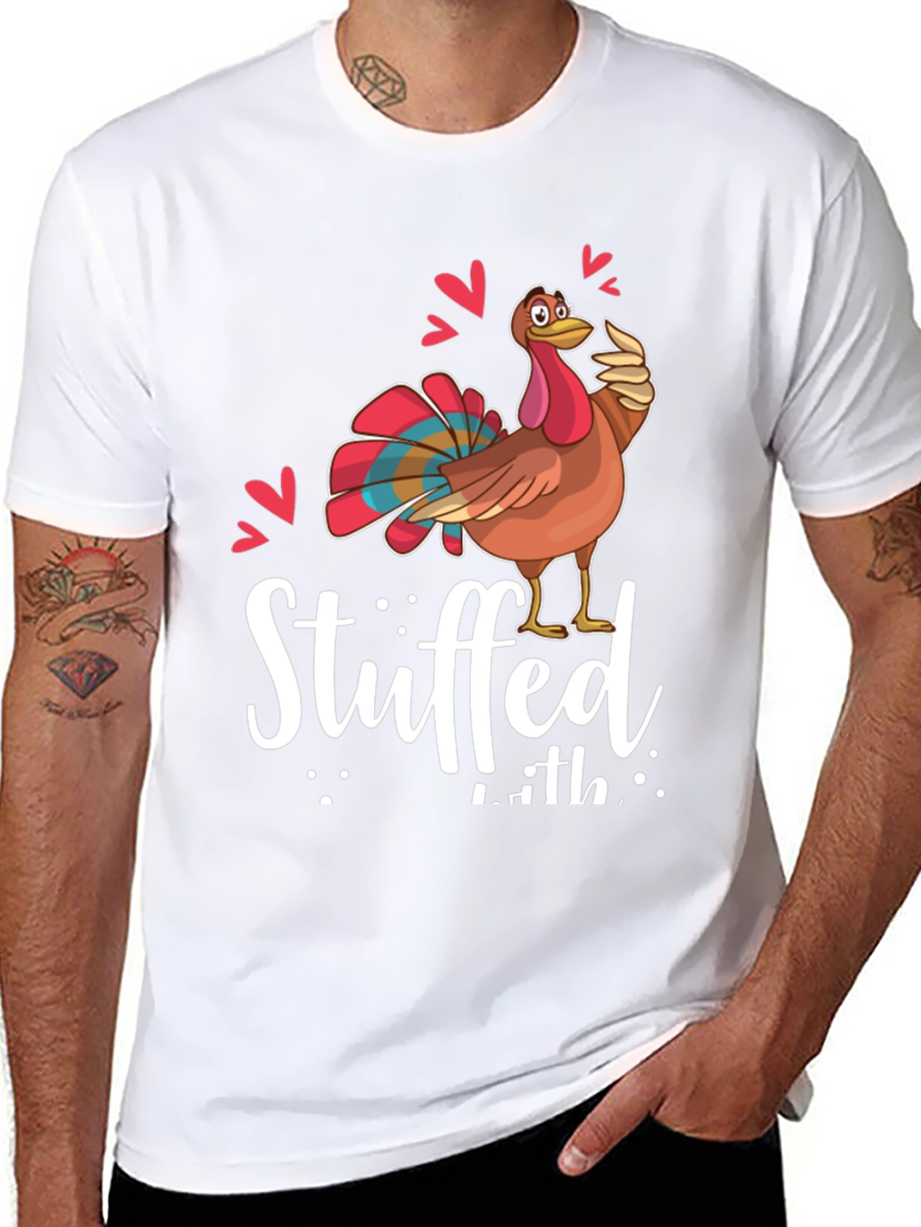 Funny Thanksgiving Turkey Stuffed With Love Graphic Tee