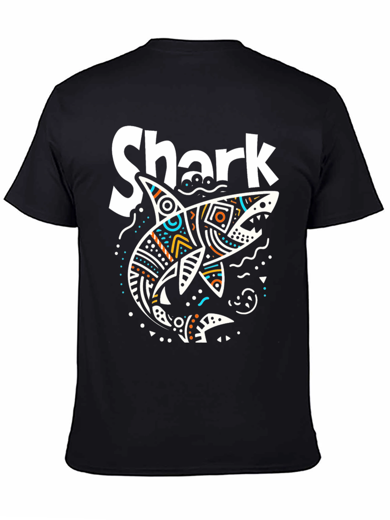 Shark Graphic Print Mens T-Shirt - Black