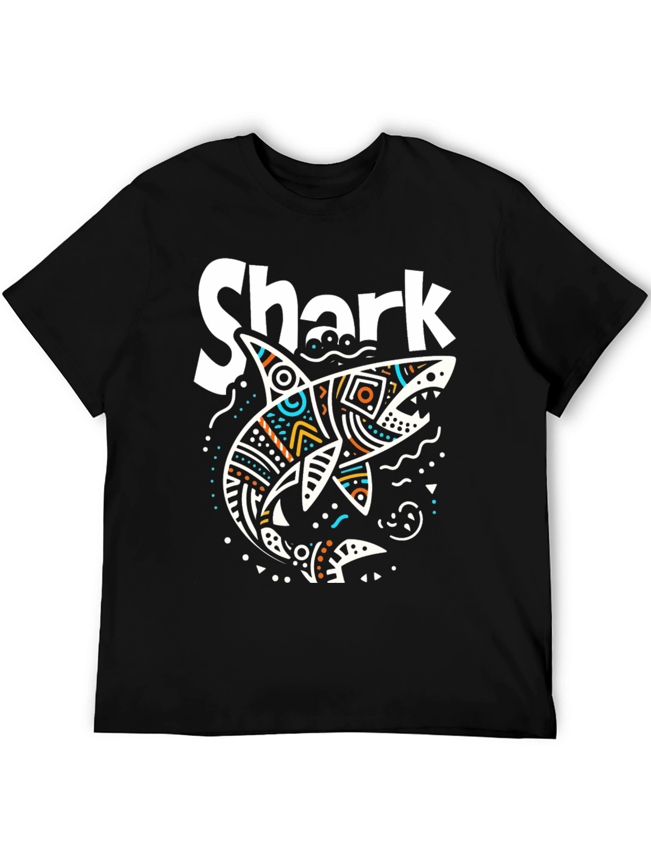 Shark Graphic Print Mens T-Shirt - Black