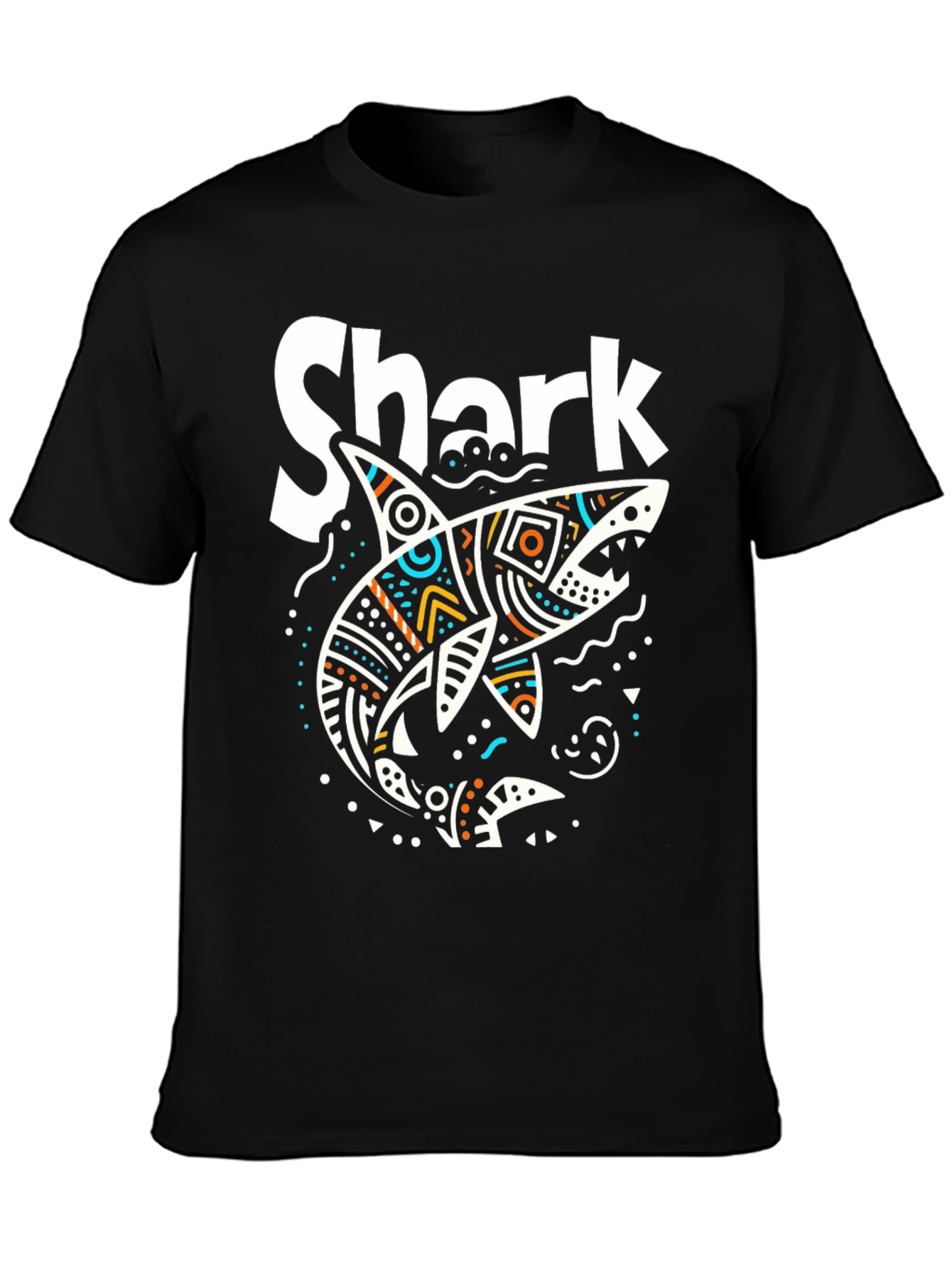 Shark Graphic Print Mens T-Shirt - Black